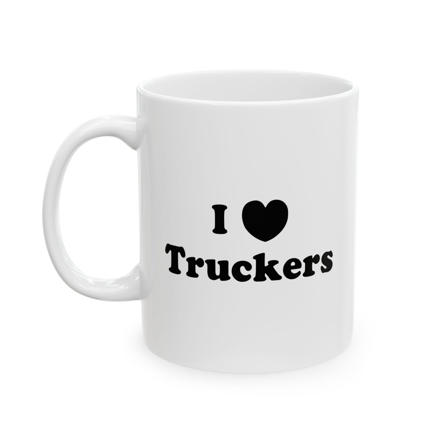 I HEART TRUCKERS White Mug