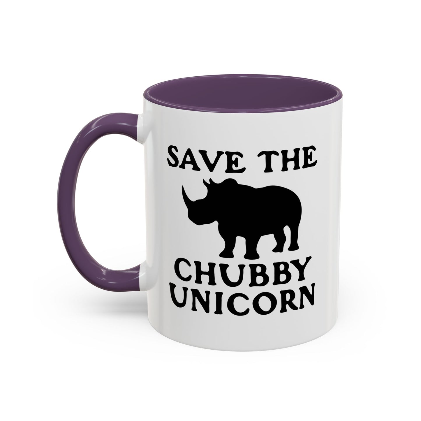 SAVE THE CHUBBY UNICORN Accent BiColor Funny Sarcastic Mug