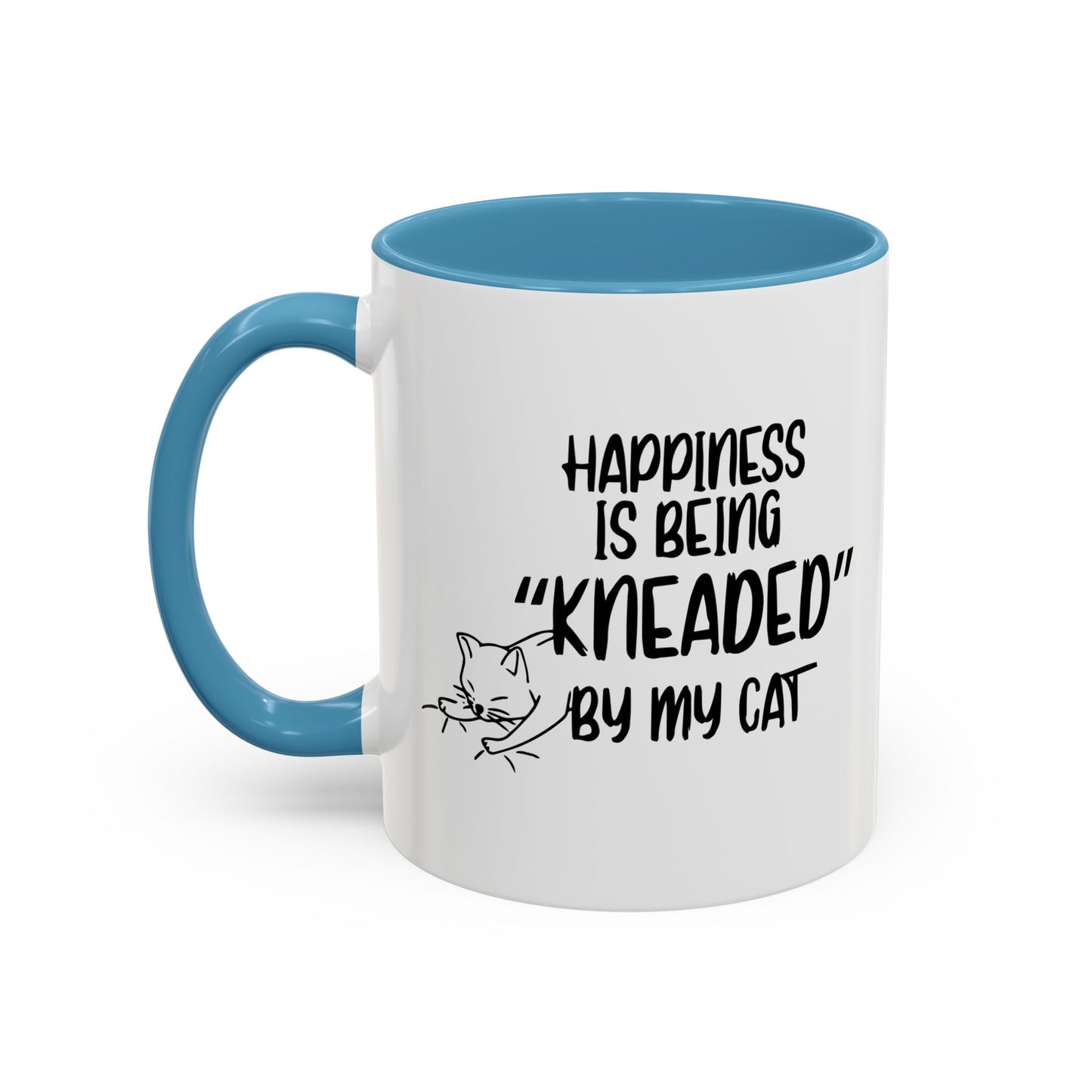 HAPPINESS IS BEING NEEDED BY MY CAT Accent BiColor Funny Sarcastic Mug