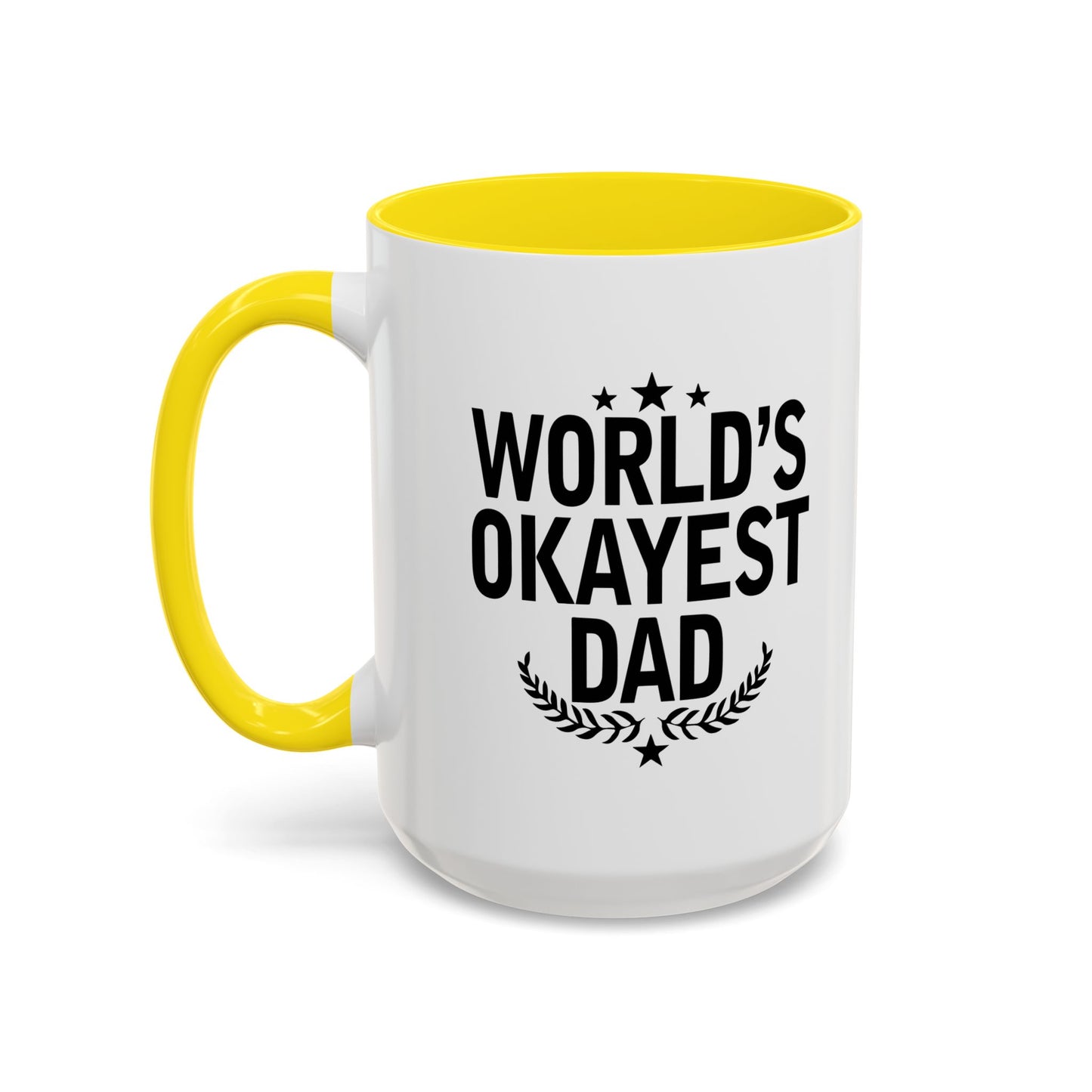 WORLD'S OKAYEST DAD Accent BiColor Funny Sarcastic Mug