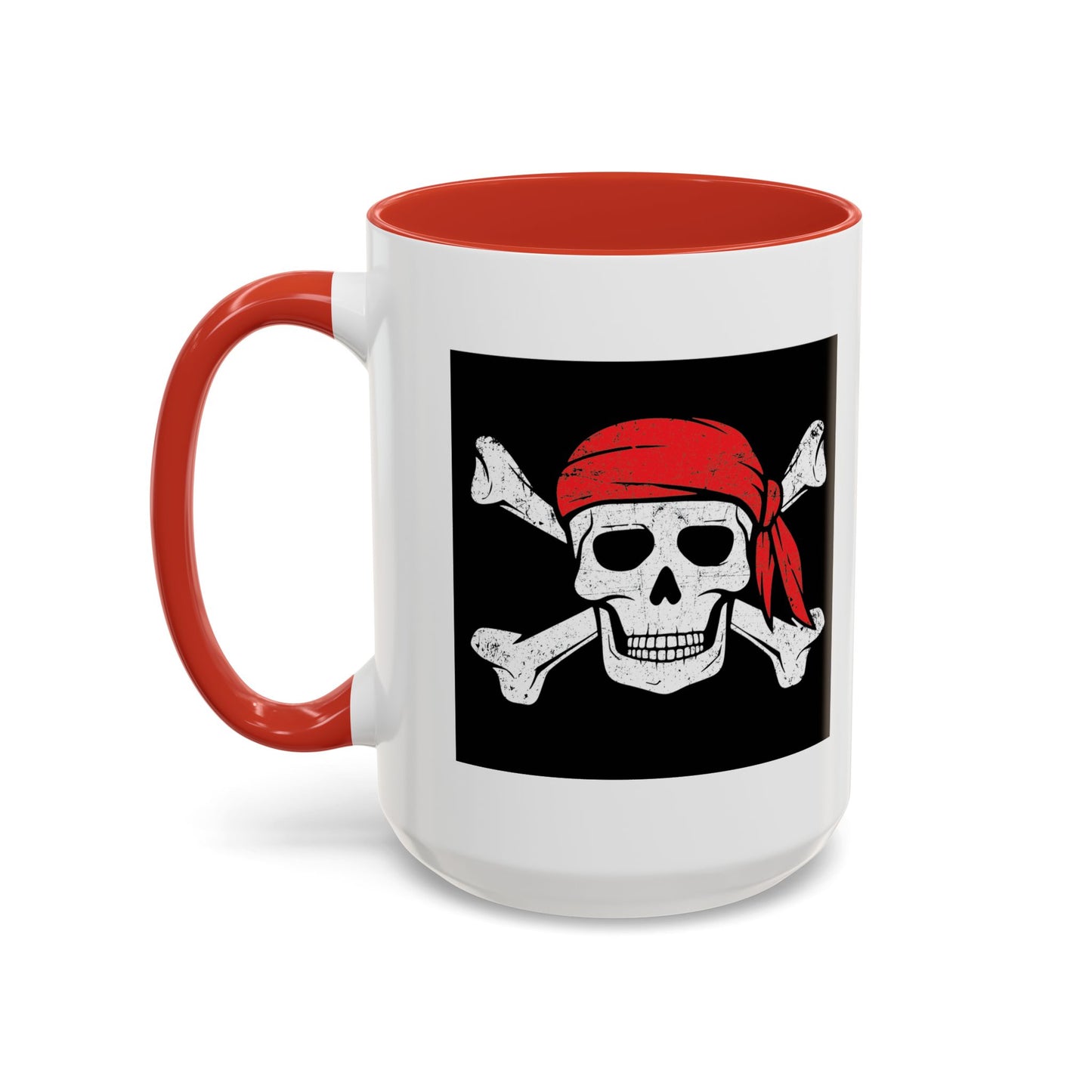 RED BANDANA SKULL Accent BiColor Funny Sarcastic Mug