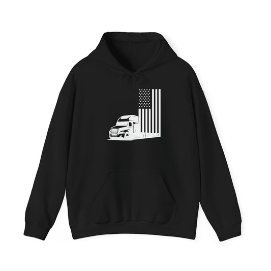 DISTRESS TRUCK AMERICAN FLAG - Premium Unisex Funny Sarcastic Black Hoodie Sweatshirt