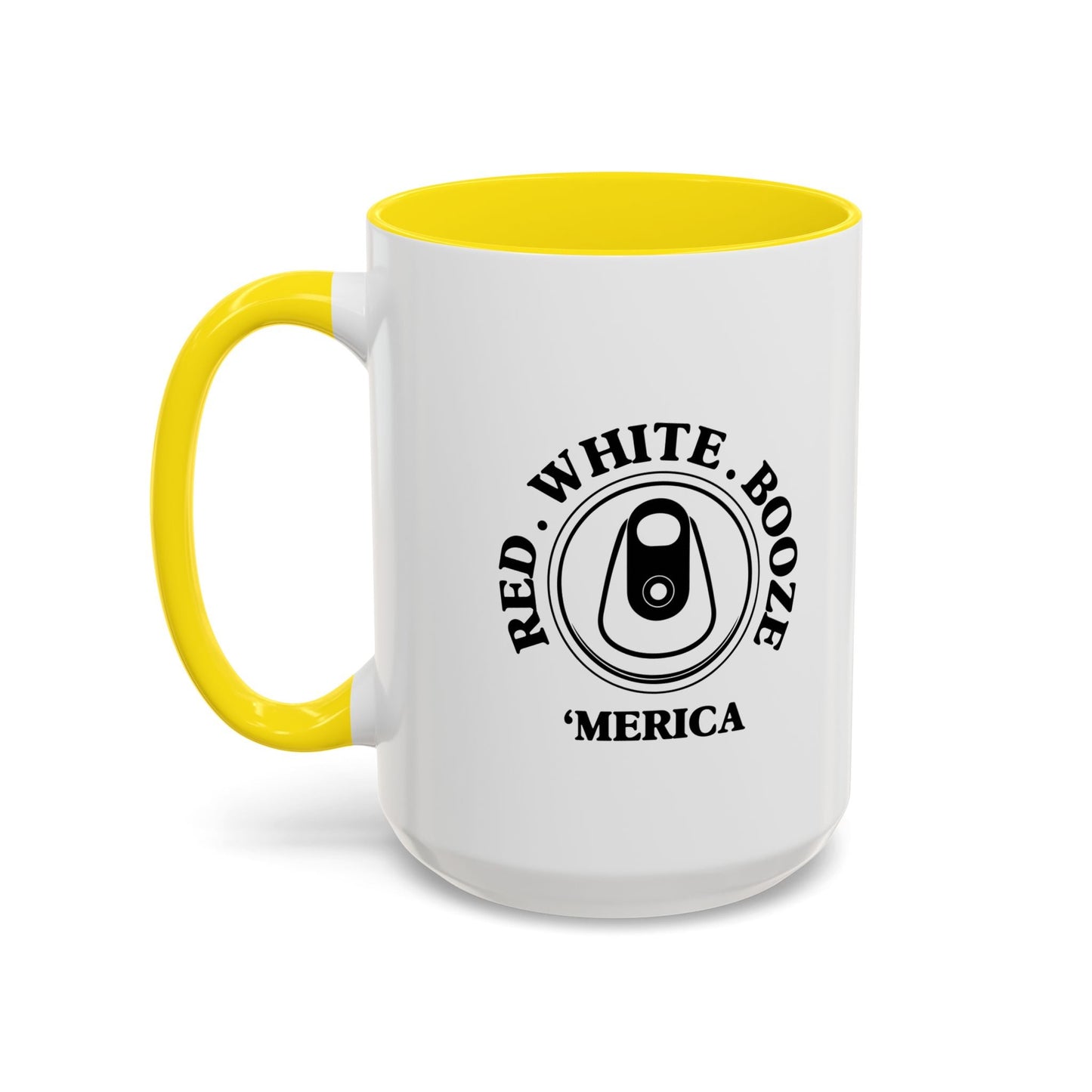 RED WHITE BOOZE MERICA Accent BiColor Funny Sarcastic Mug