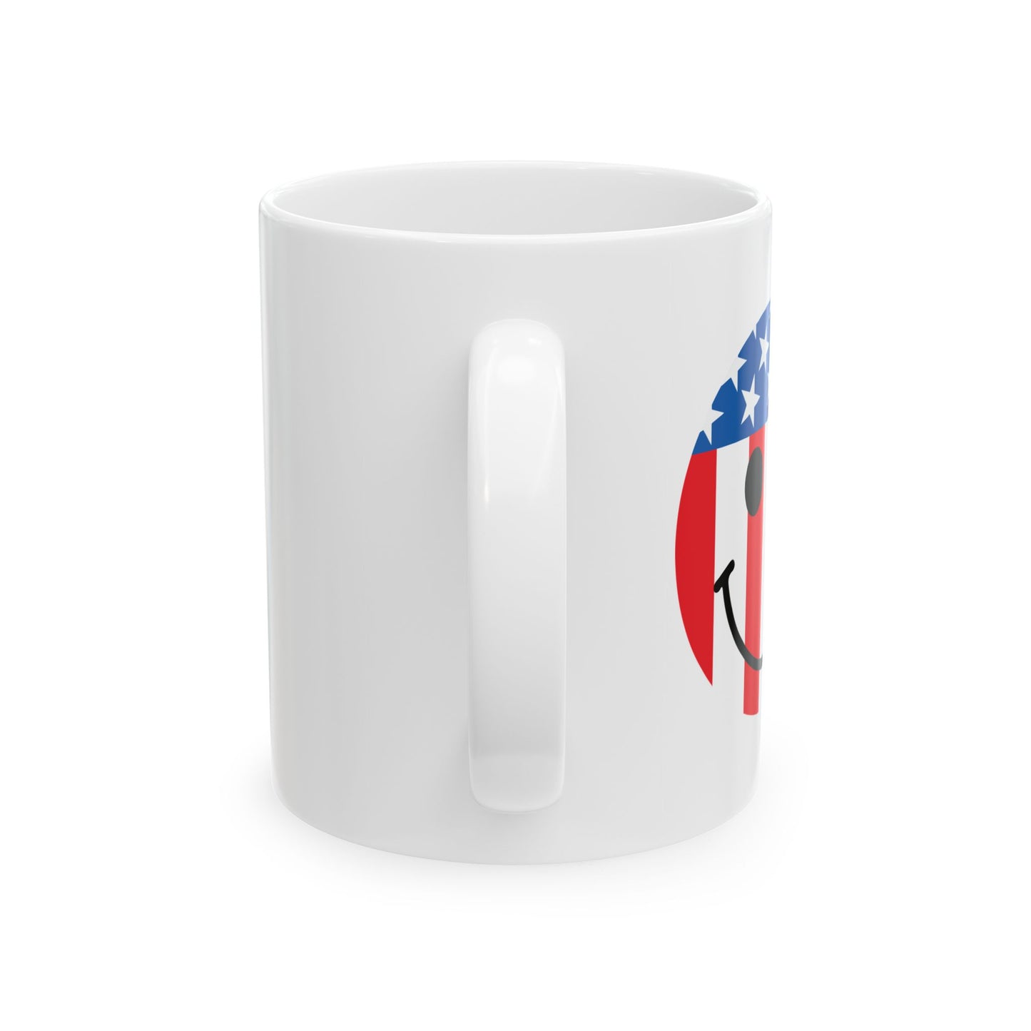 USA SMILY FLAG FUNNY SARCASTIC WHITE MUG