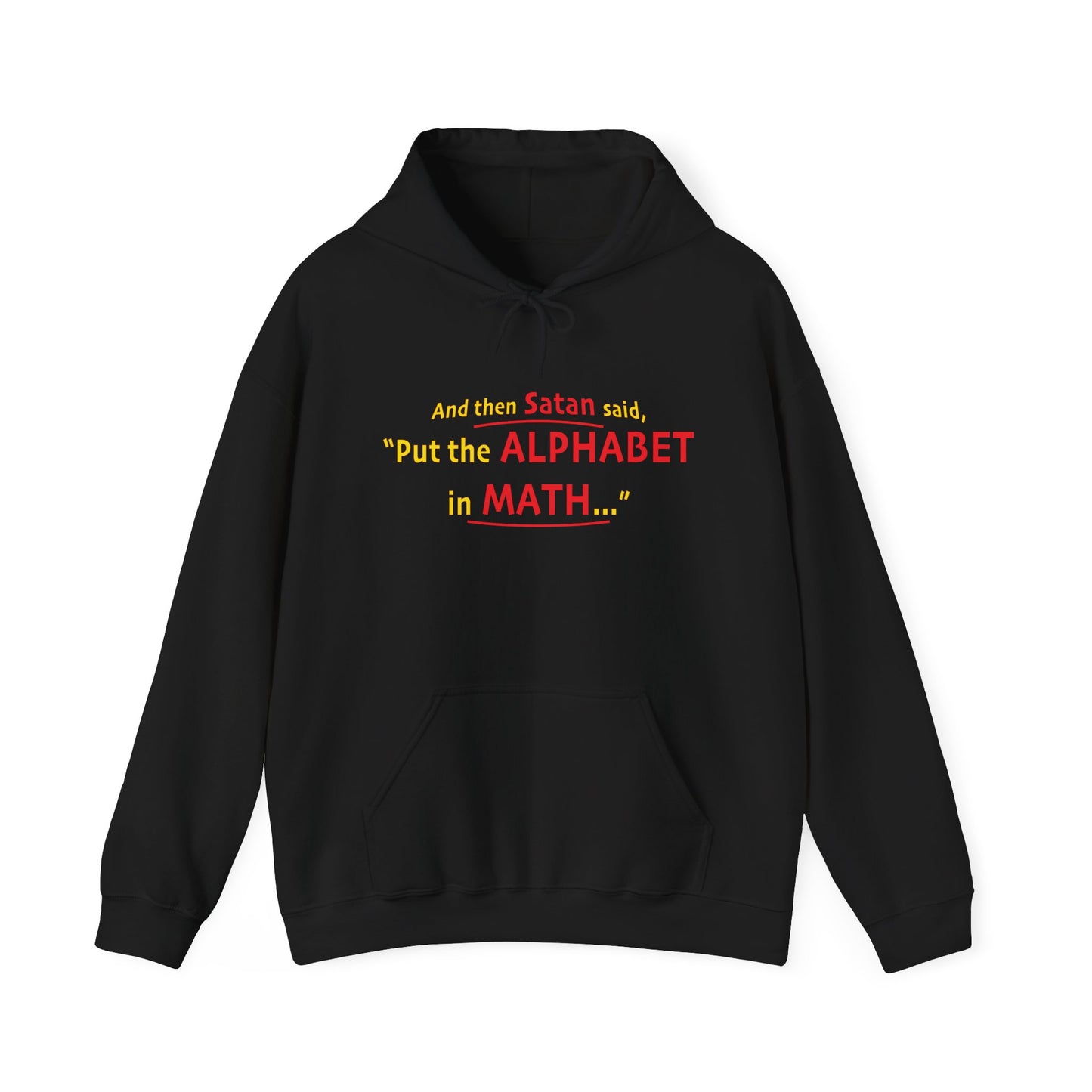 SATAN & MATH - Premium Unisex Funny Sarcastic Black Hoodie Sweatshirt