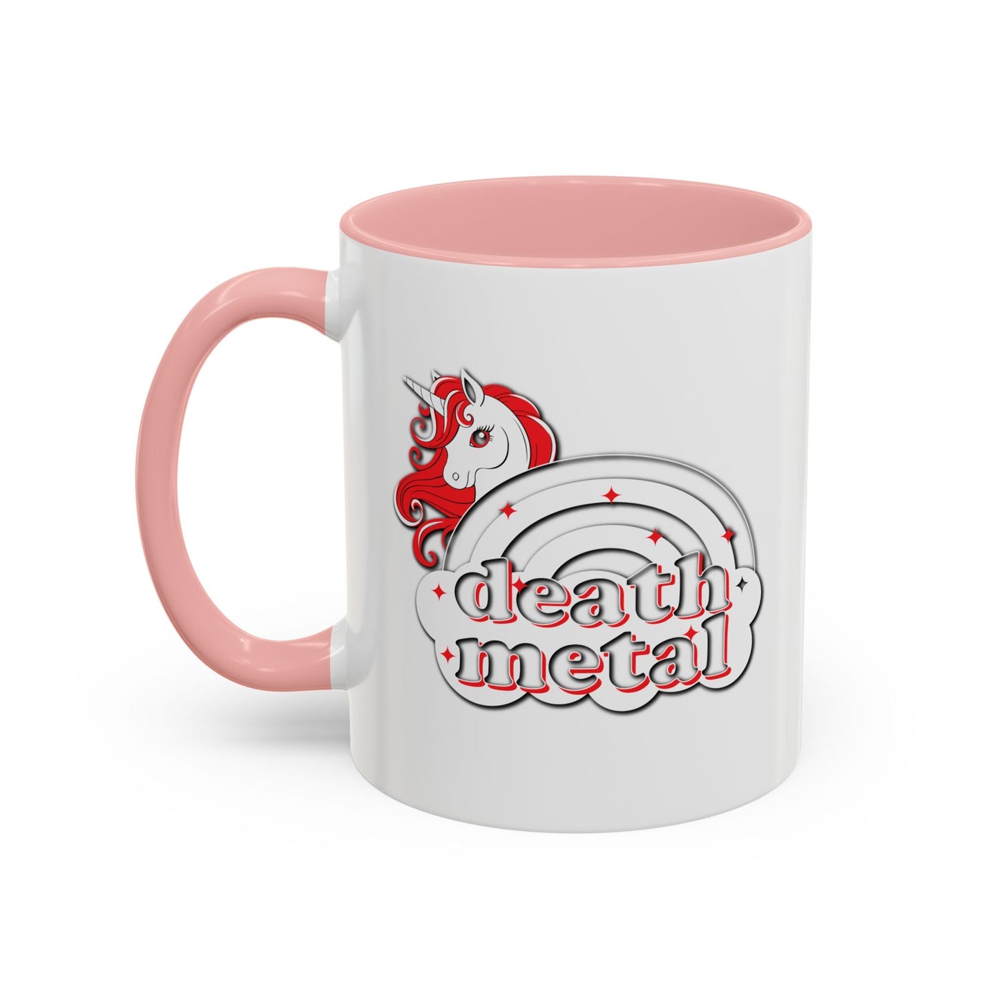 DEATH METAL UNICORN Accent BiColor Funny Sarcastic Mug