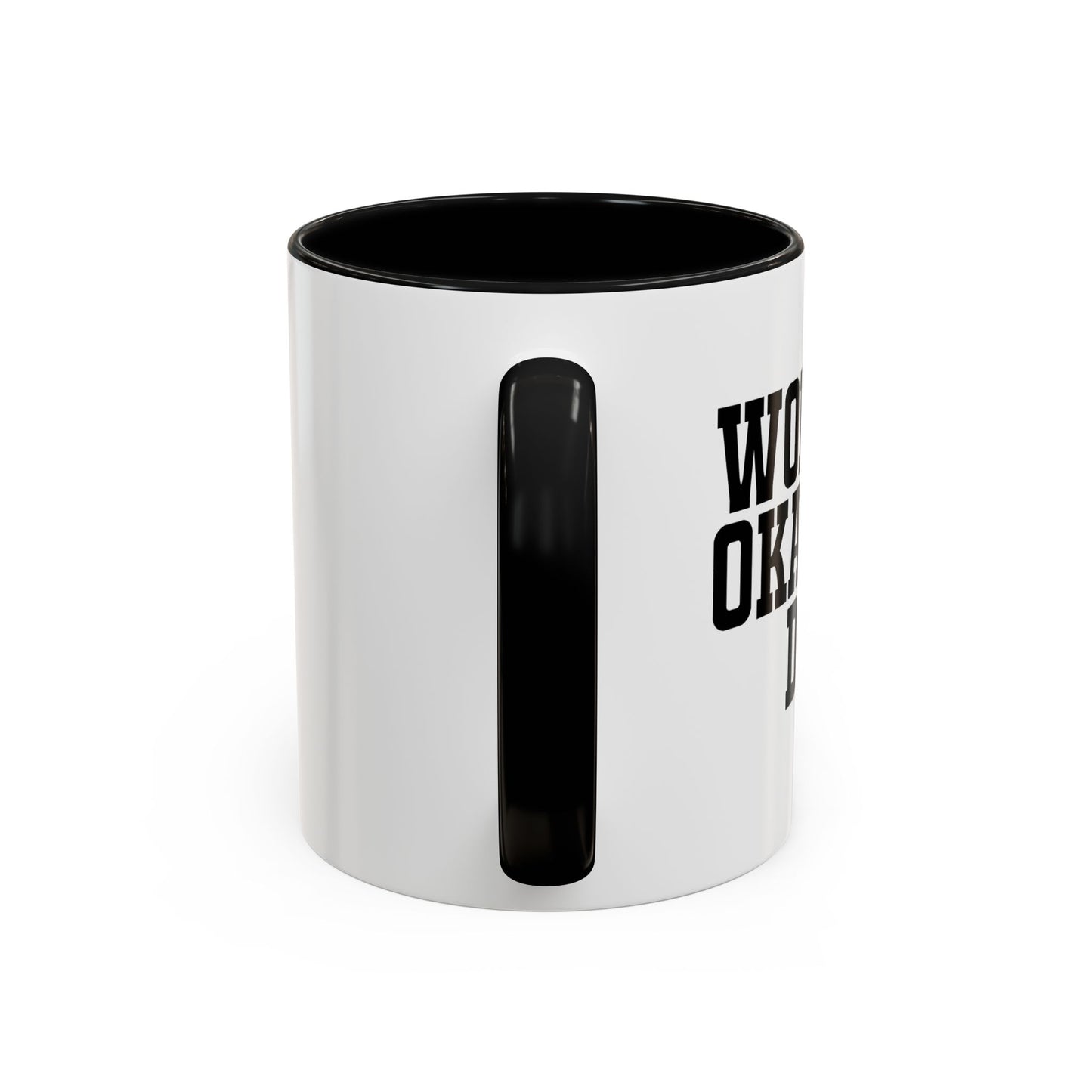 WORLD'S OKAYEST DAD Accent BiColor Funny Sarcastic Mug