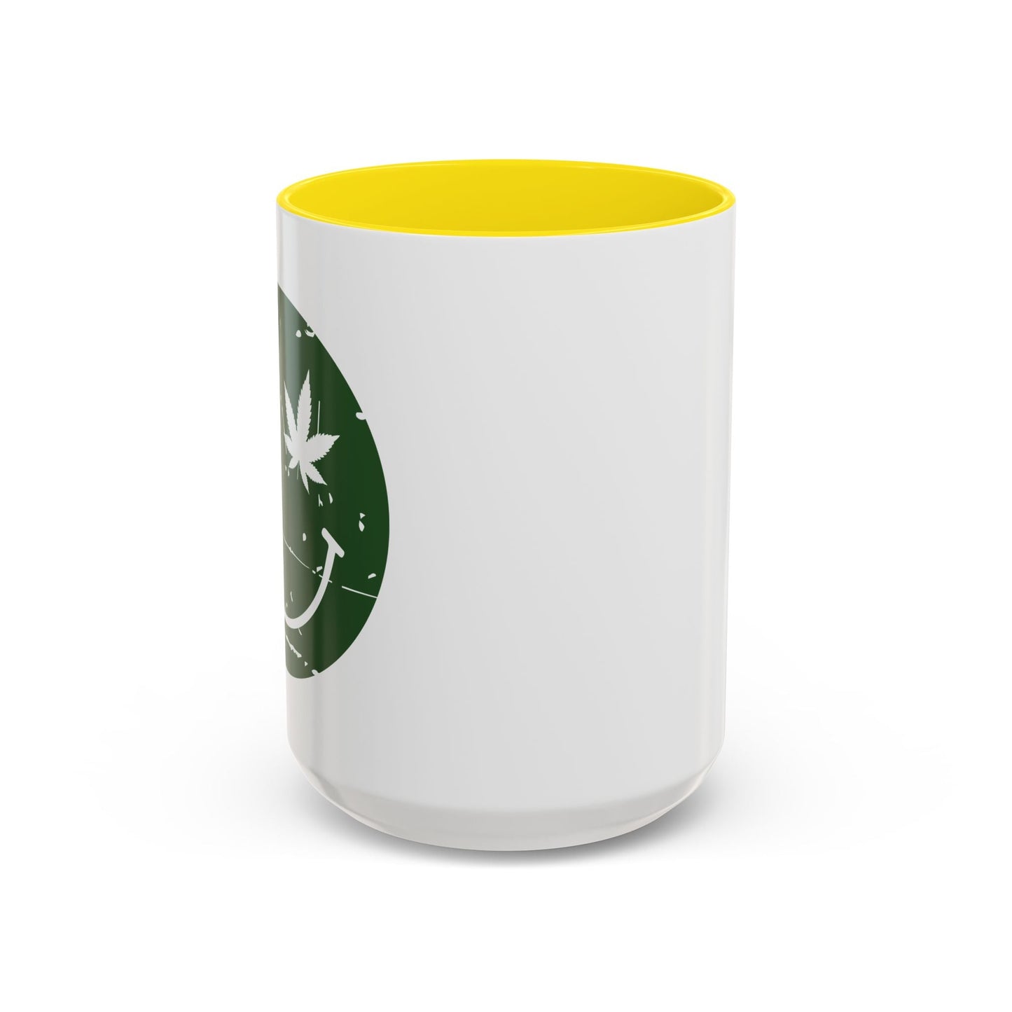 WEED SMILY FACE Accent BiColor Funny Sarcastic Mug