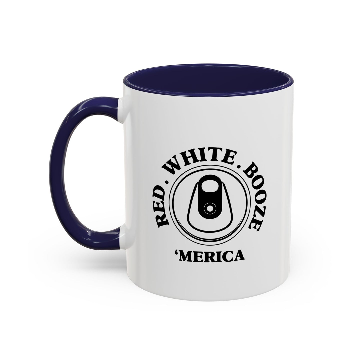 RED WHITE BOOZE MERICA Accent BiColor Funny Sarcastic Mug