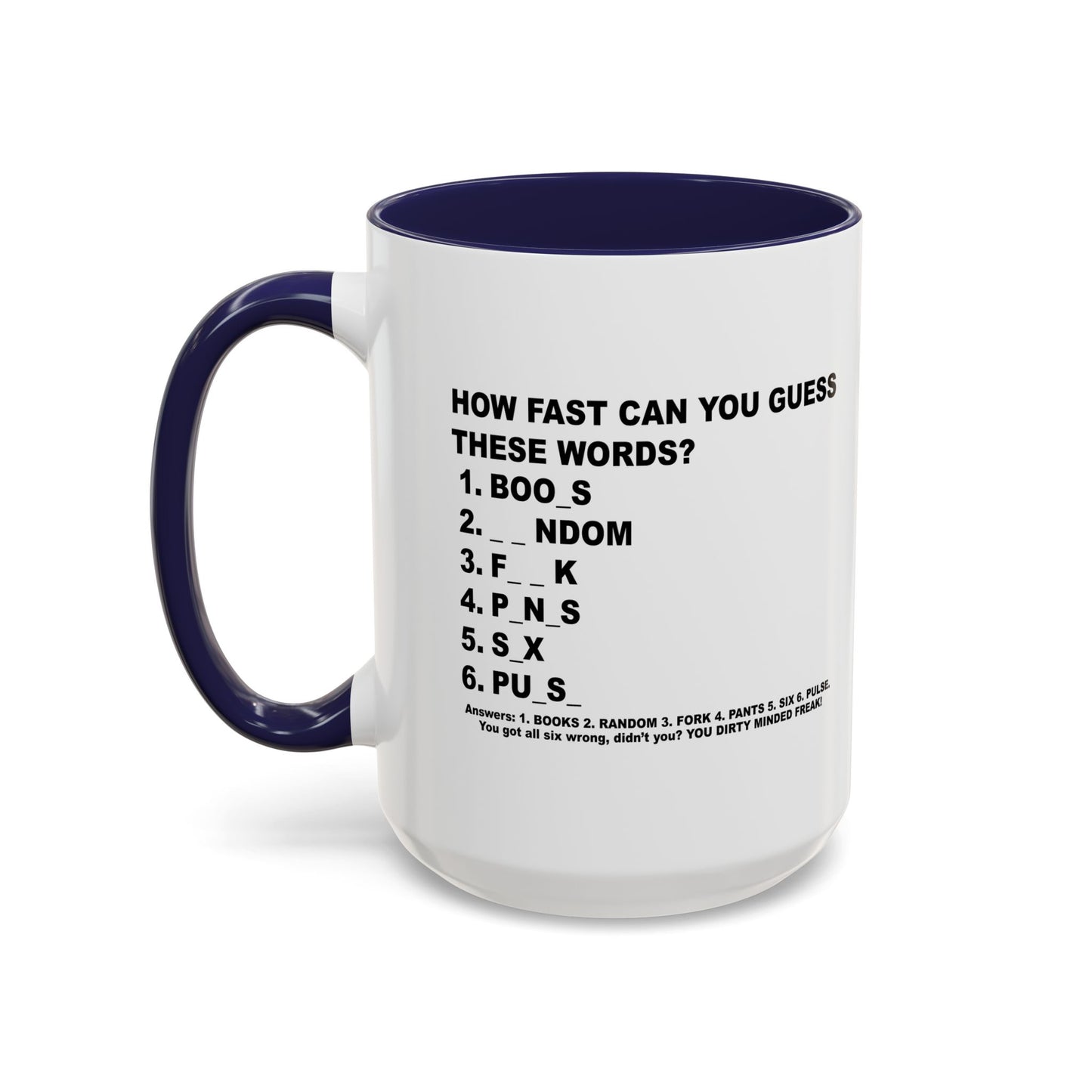 GUESS THESE WORDS Accent BiColor Funny Sarcastic Mug