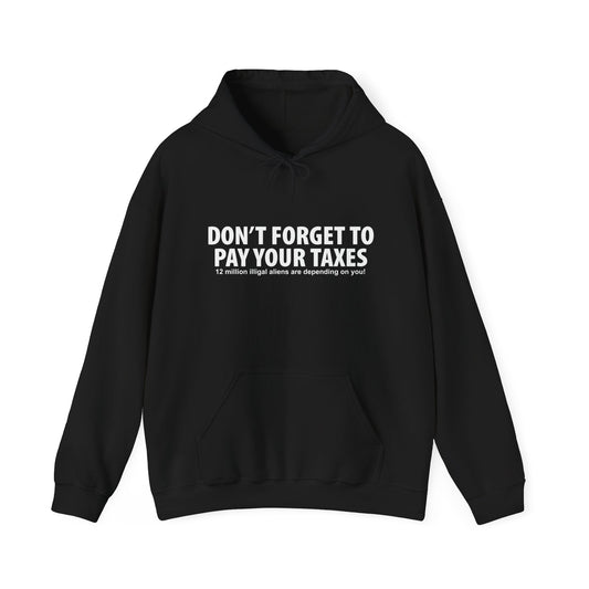 DON'T FORGET TO PAY YOUR TAXES - Premium Unisex Funny Sarcastic Black Hoodie Sweatshirt