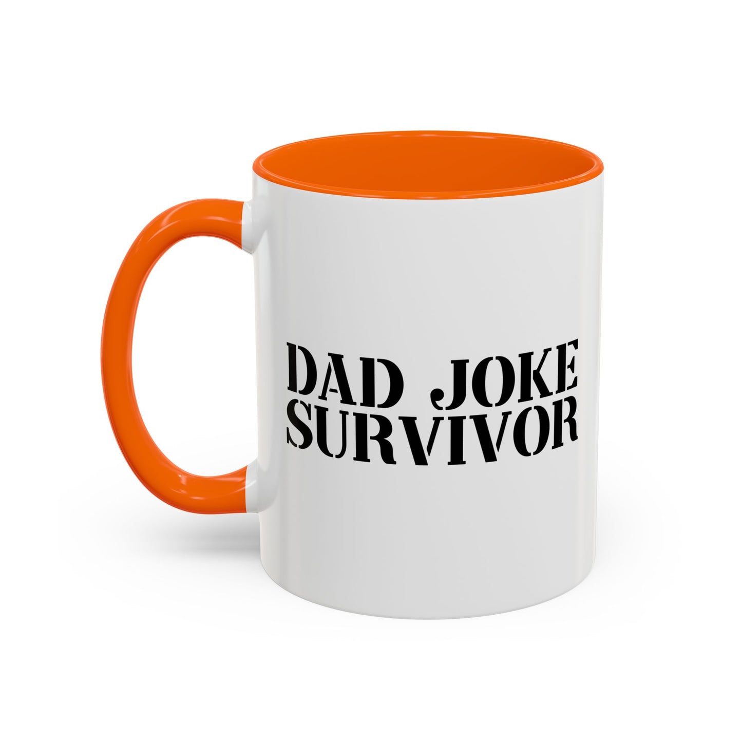 DAD JOKE SURVIVOR Accent BiColor Funny Sarcastic Mug