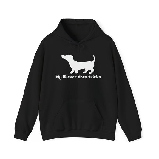 MY WIENER DOES TRICKS - Premium Unisex Funny Sarcastic Black Hoodie Sweatshirt