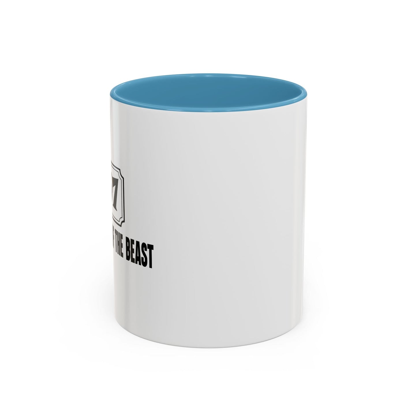 THE NEIGHBOR OF THE BEAST Accent BiColor Funny Sarcastic Mug