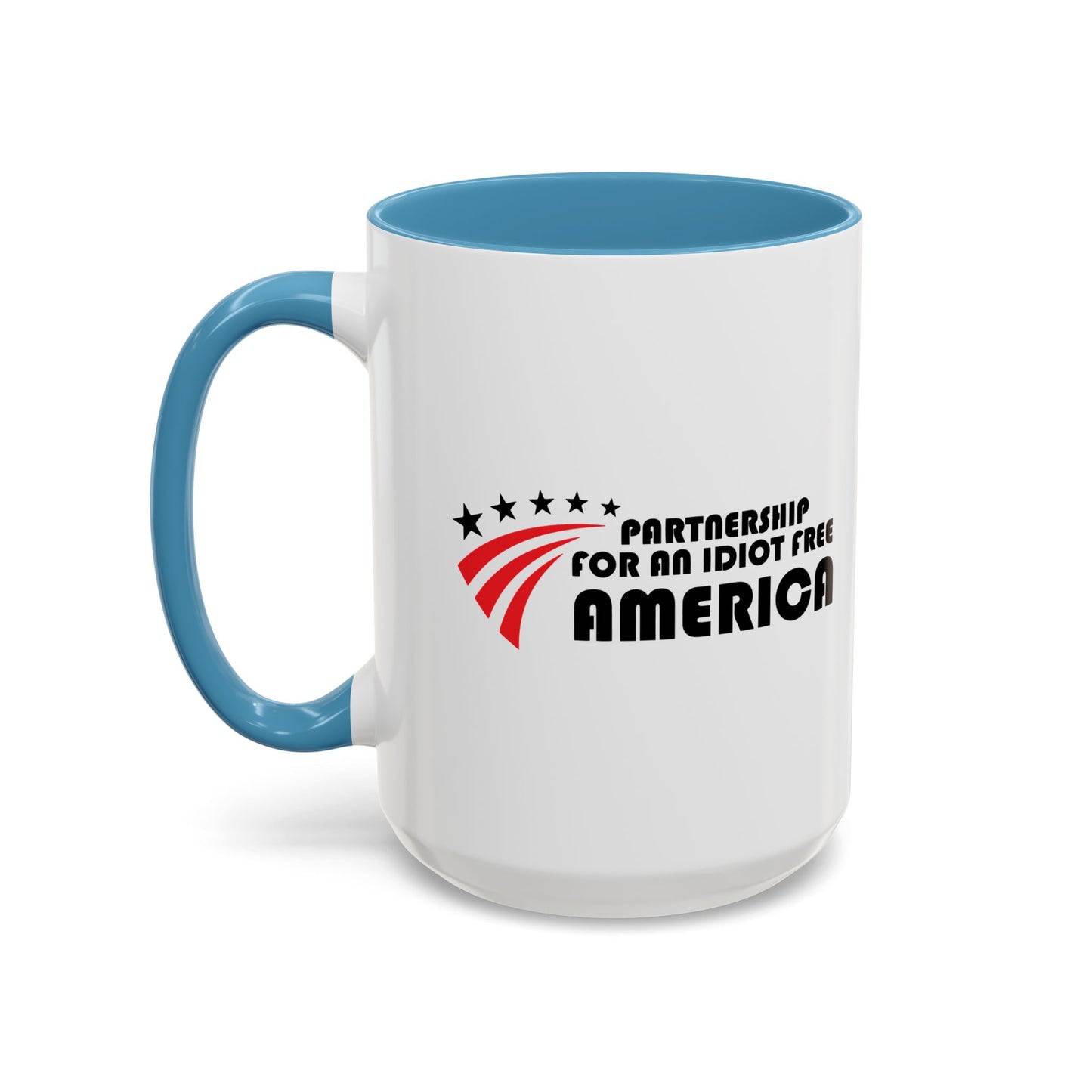 IDIOT FREE AMERICA Accent BiColor Funny Sarcastic Mug