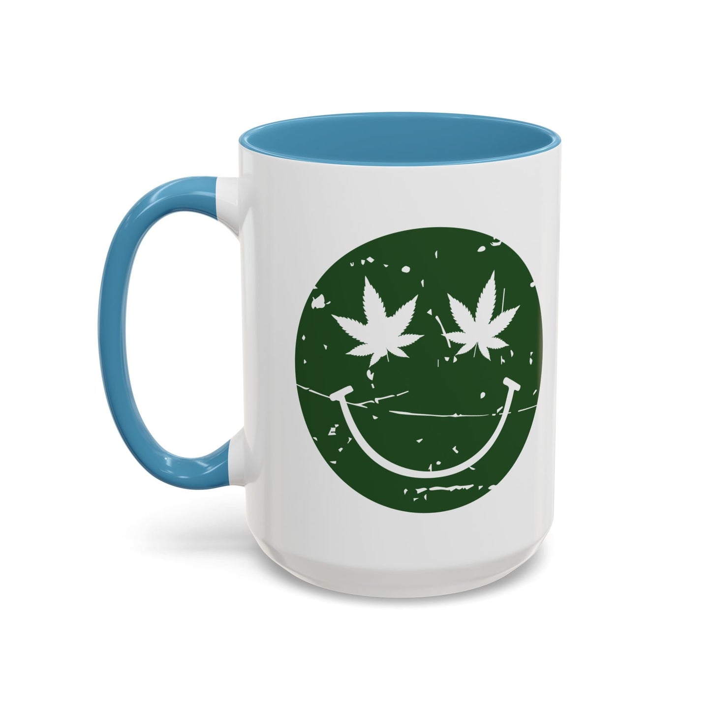 WEED SMILY FACE Accent BiColor Funny Sarcastic Mug