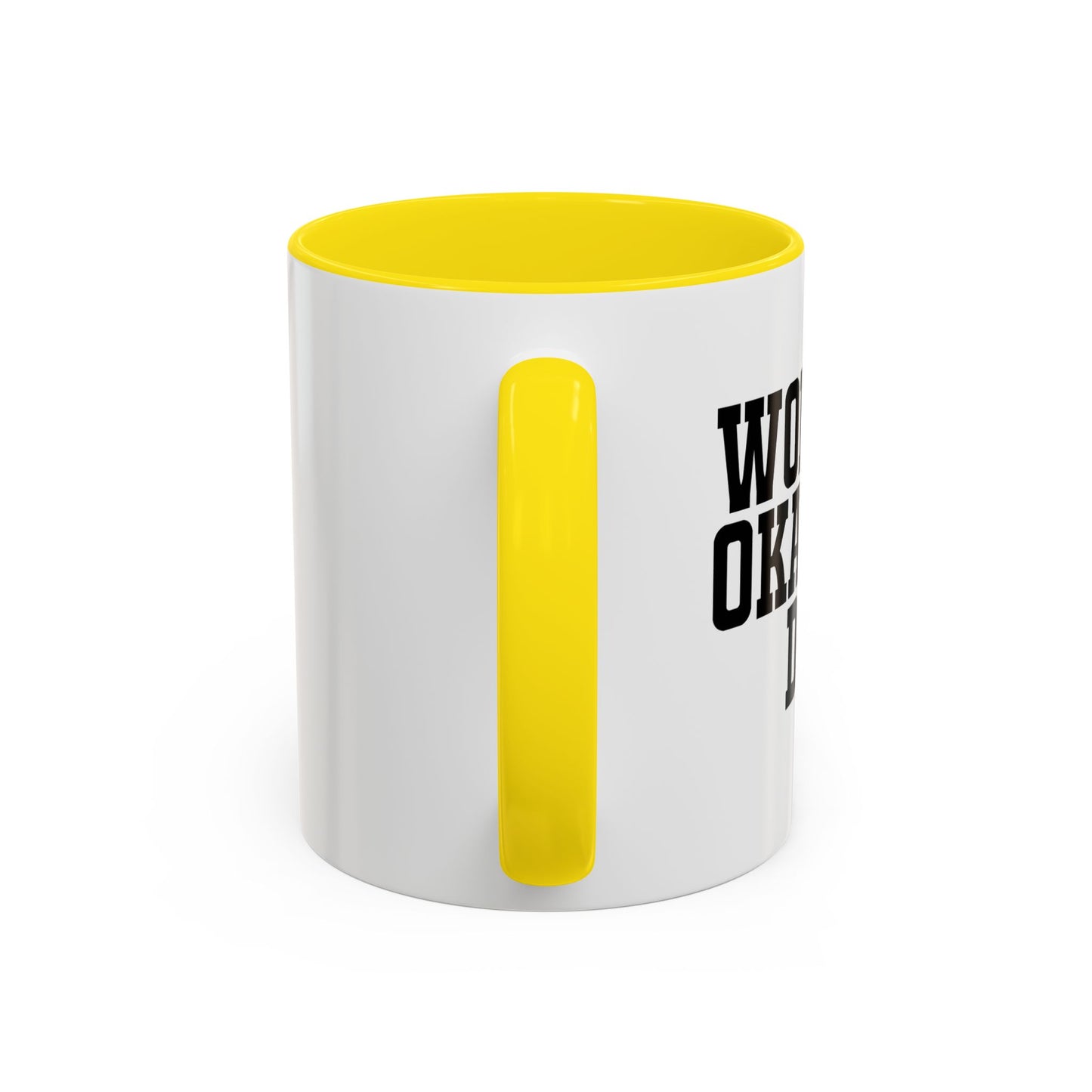 WORLD'S OKAYEST DAD Accent BiColor Funny Sarcastic Mug