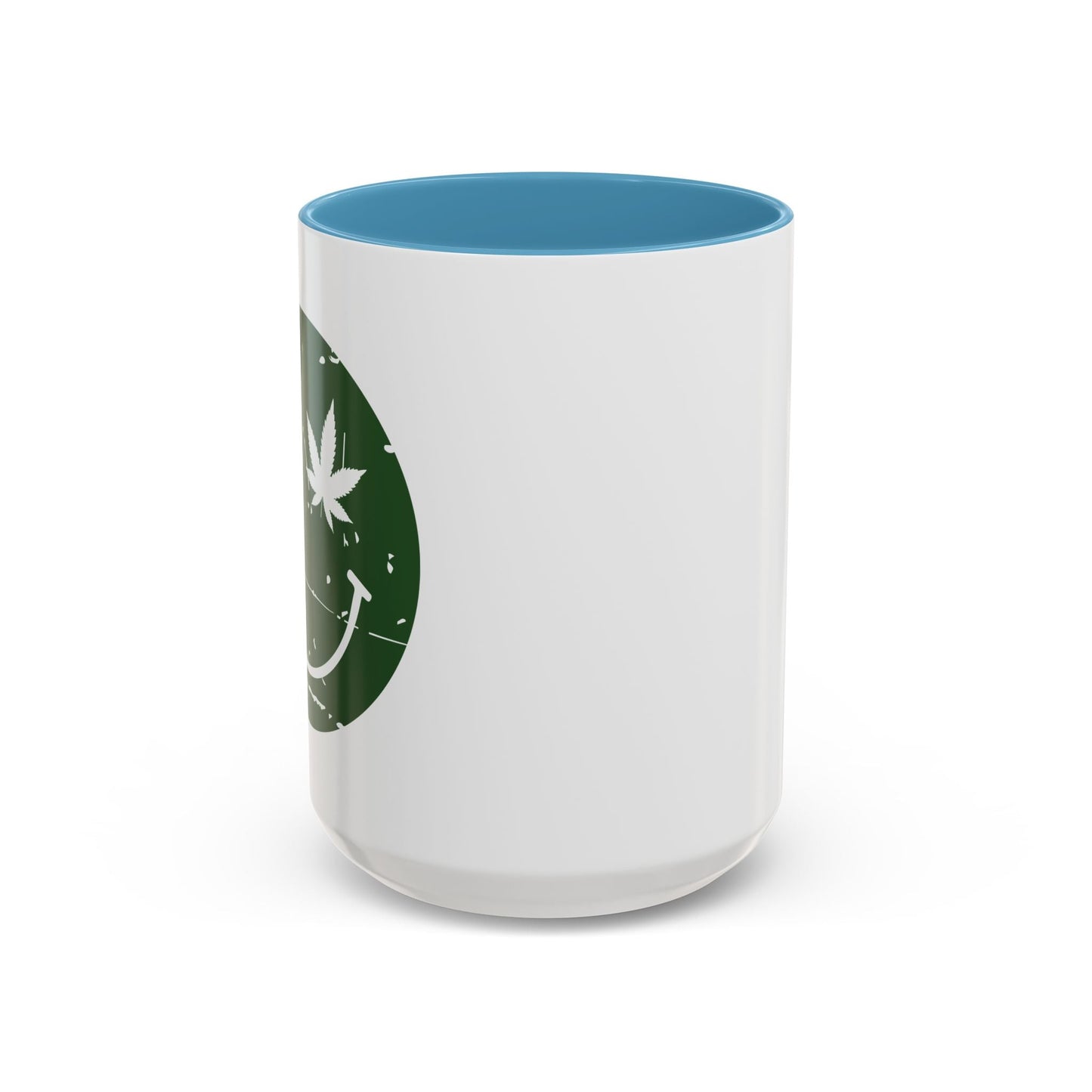 WEED SMILY FACE Accent BiColor Funny Sarcastic Mug