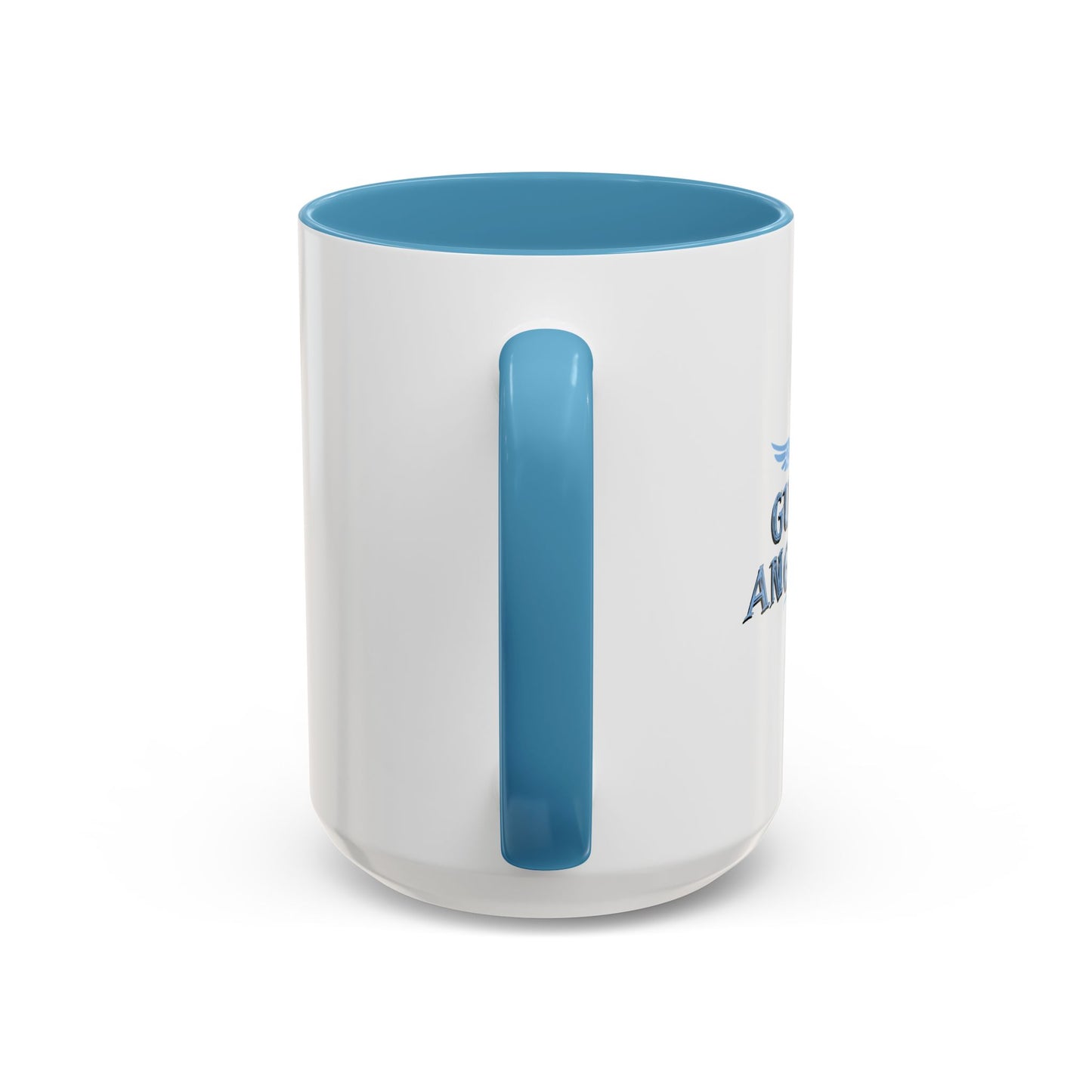 I THINK MY GUARDIAN ANGEL DRINKS Accent BiColor Funny Sarcastic Mug