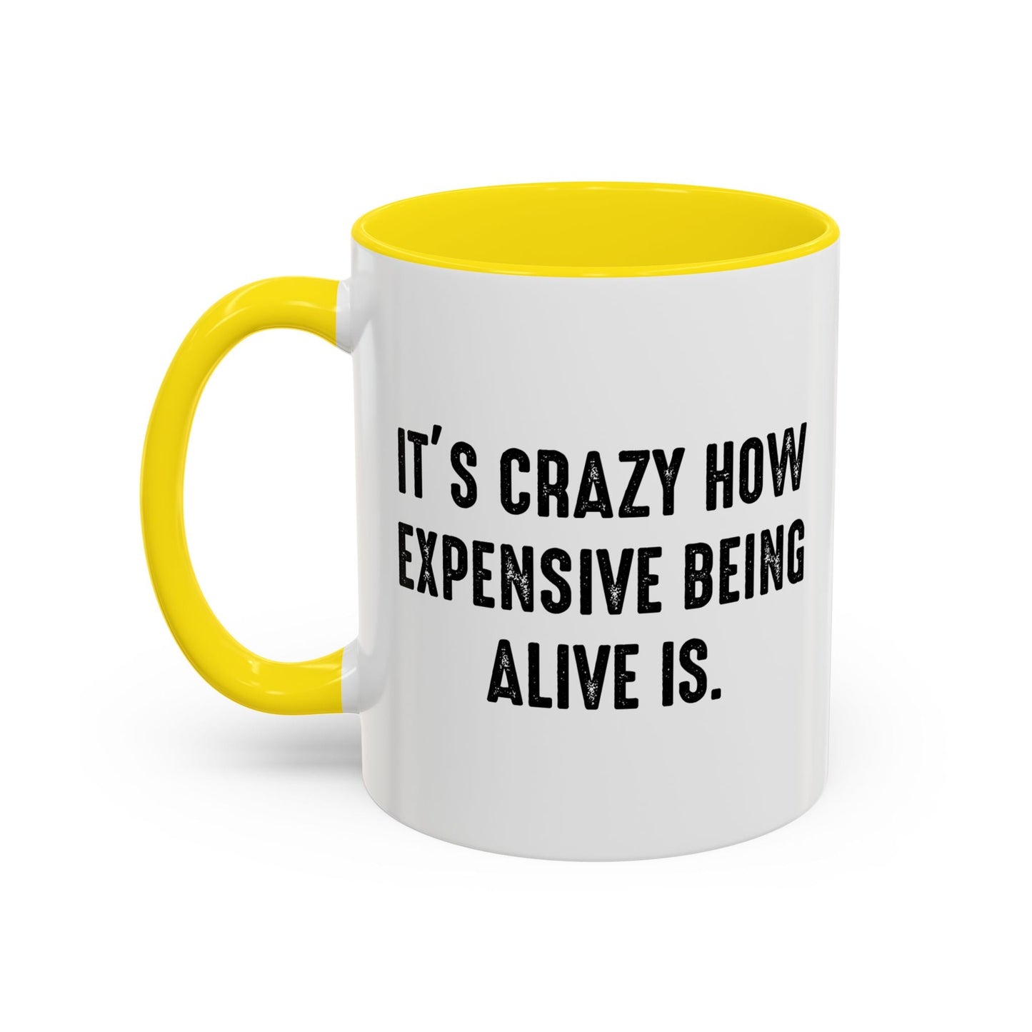 IT'S CRAZY HOW EXPENSIVE BEING ALIVE IS Accent BiColor Funny Sarcastic Mug