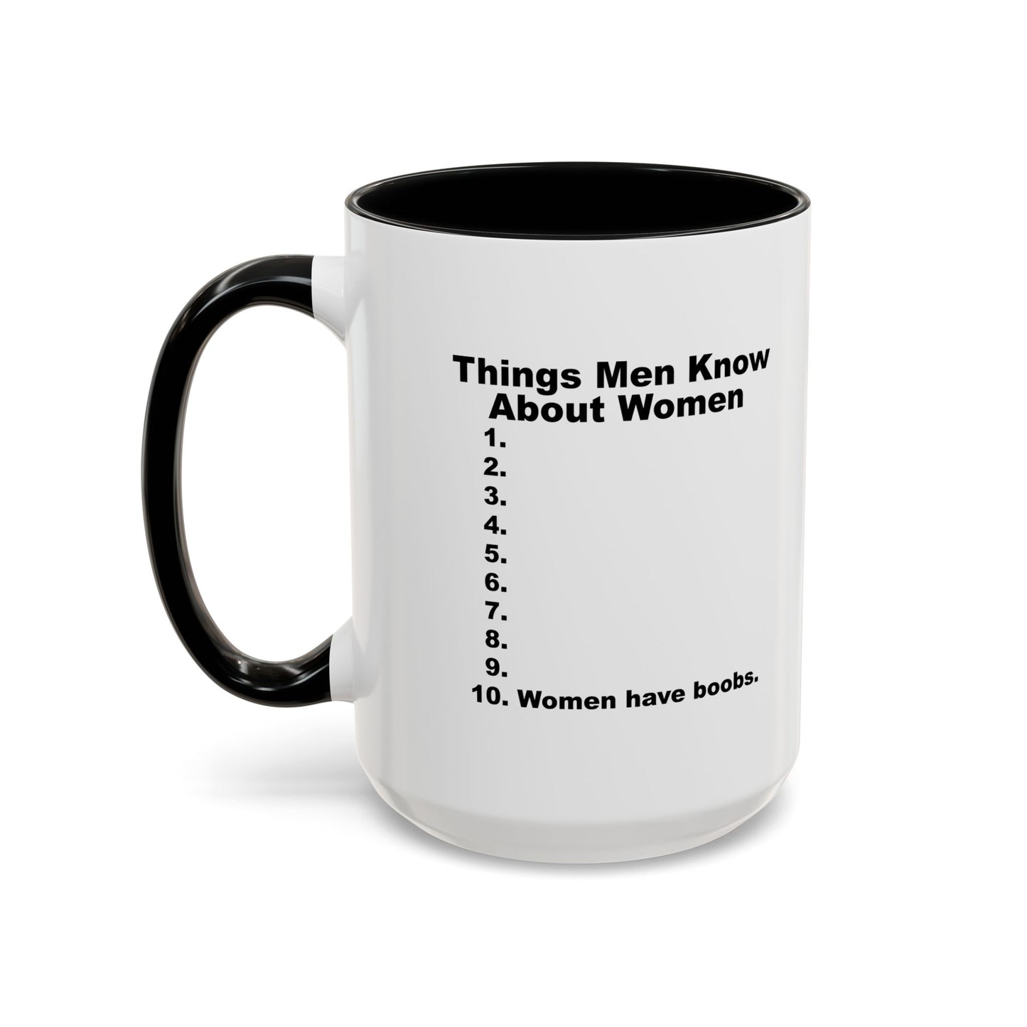 THINGS MEN KNOW ABOUT WOMEN Accent BiColor Funny Sarcastic Mug