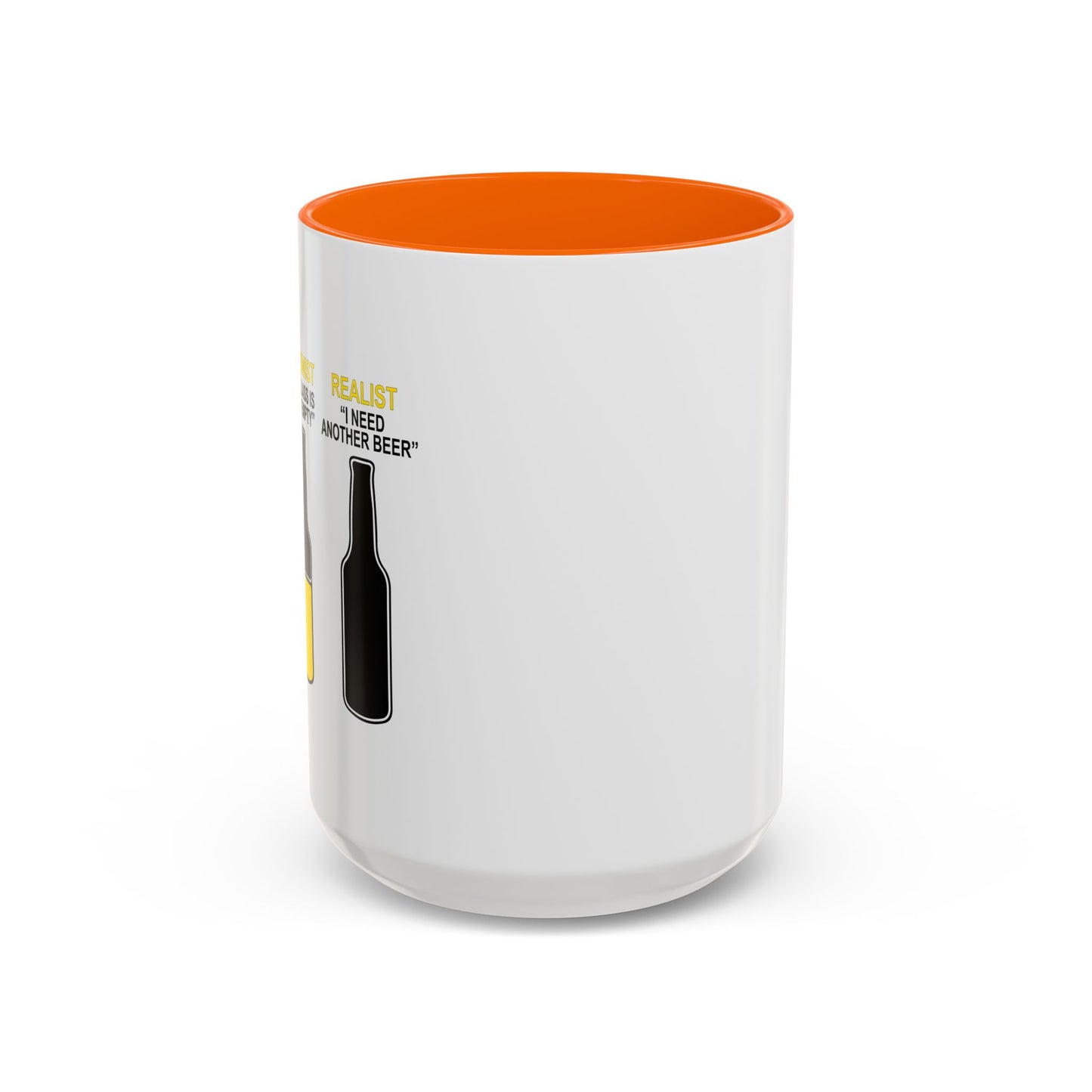 OPTIMIST PESSIMIST REALIST Accent BiColor Funny Sarcastic Mug