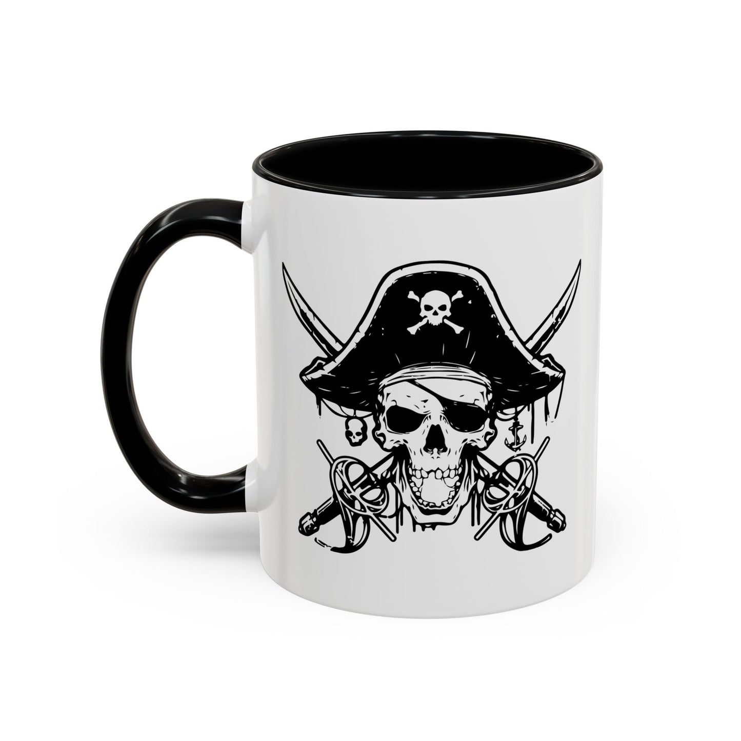 PIRATE SKULL HAT SWORD BONES Accent BiColor Funny Sarcastic Mug