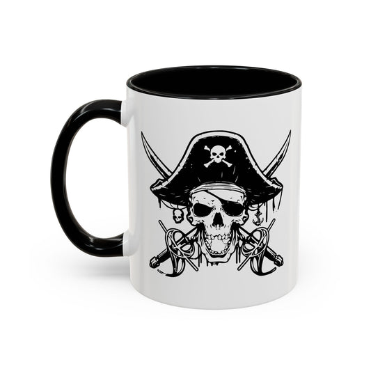 PIRATE SKULL HAT SWORD BONES Accent BiColor Funny Sarcastic Mug