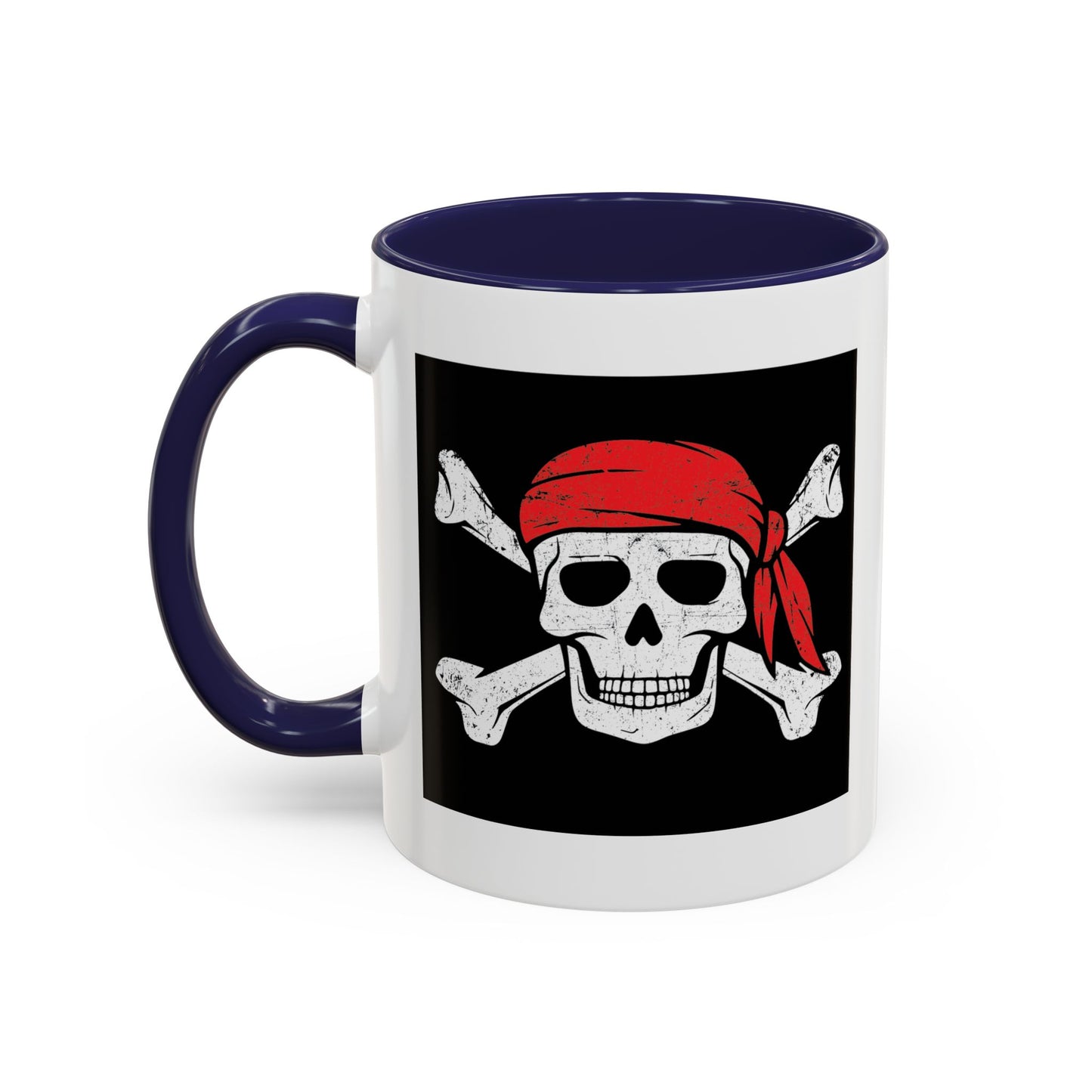 RED BANDANA SKULL Accent BiColor Funny Sarcastic Mug