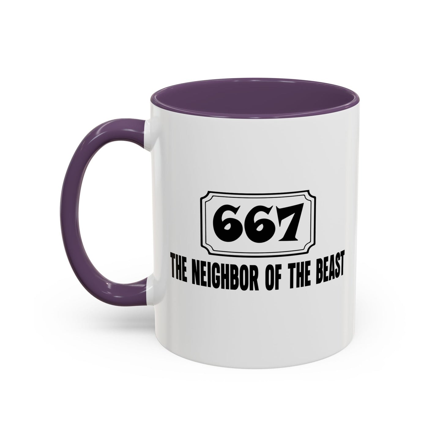 THE NEIGHBOR OF THE BEAST Accent BiColor Funny Sarcastic Mug