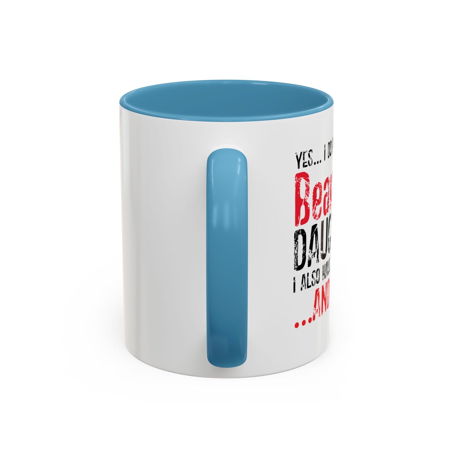 GUN,A SHOVEL, AND AN ALIBI Accent BiColor Funny Sarcastic Mug