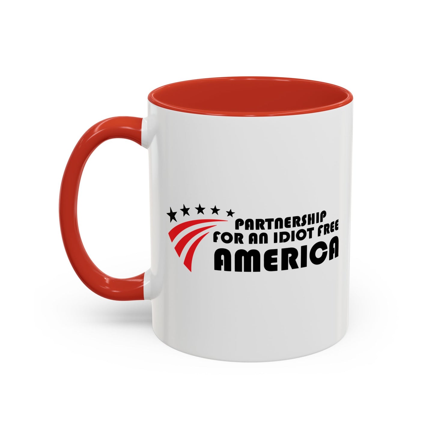 IDIOT FREE AMERICA Accent BiColor Funny Sarcastic Mug