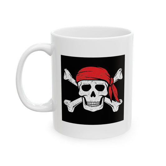 RED BANDANA SKULL White Mug