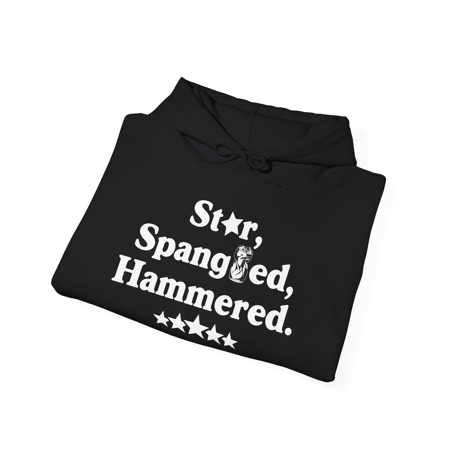 STAR SPANGLED HAMMERED - Premium Unisex Funny Sarcastic Black Hoodie Sweatshirt