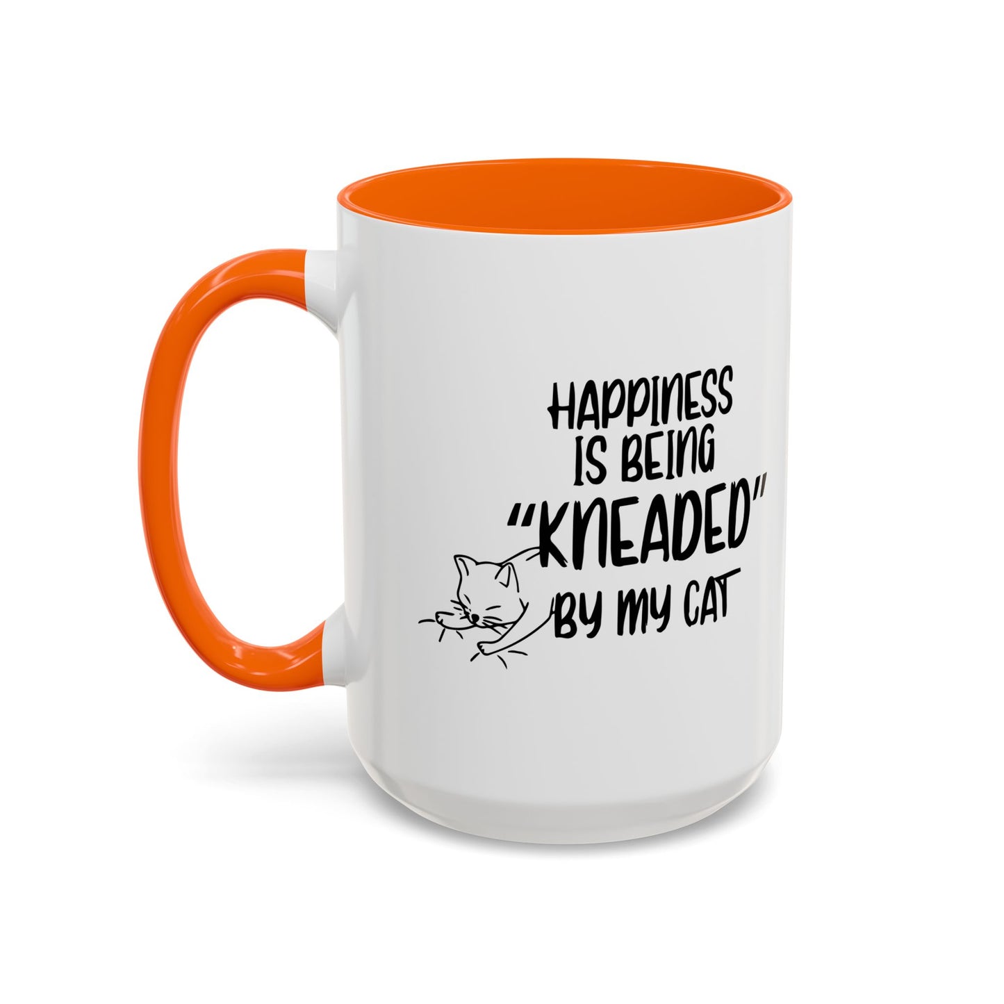 HAPPINESS IS BEING NEEDED BY MY CAT Accent BiColor Funny Sarcastic Mug