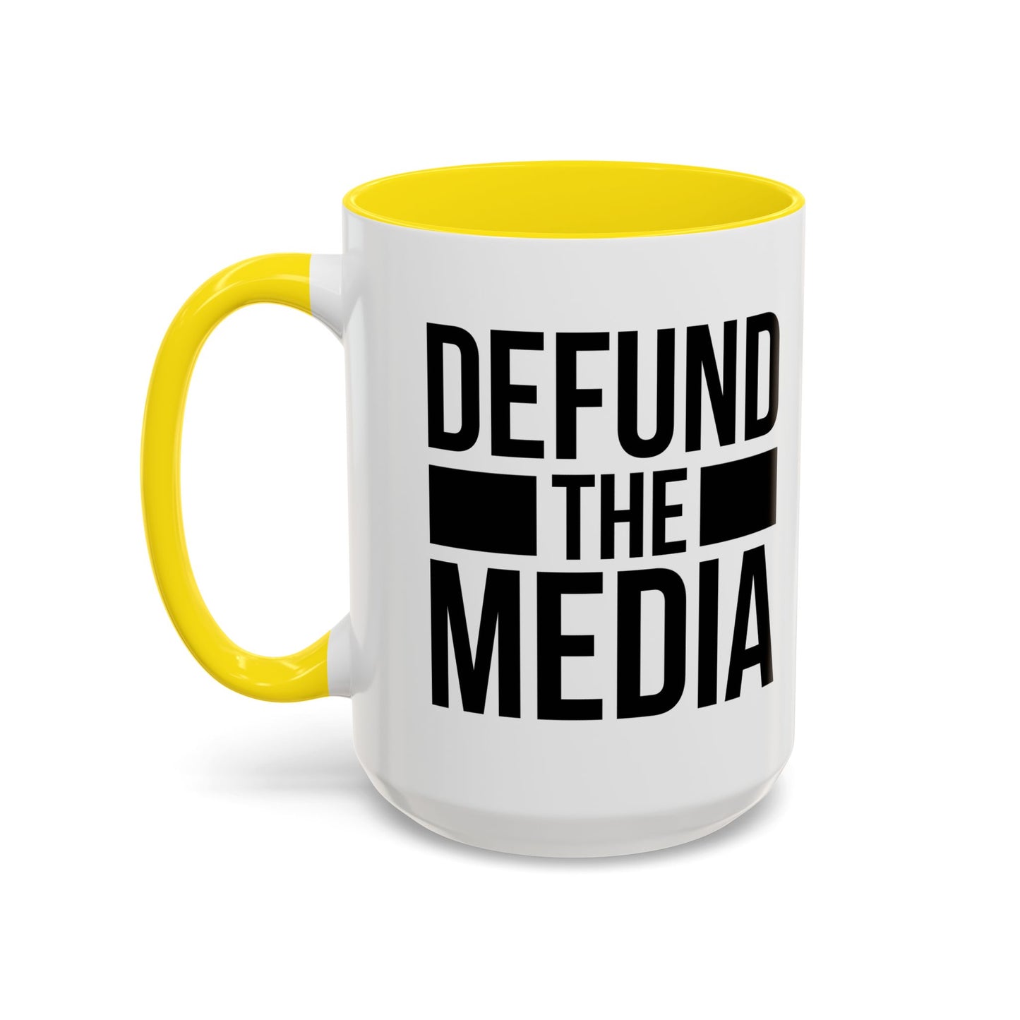 DEFUND THE MEDIA Accent BiColor Funny Sarcastic Mug