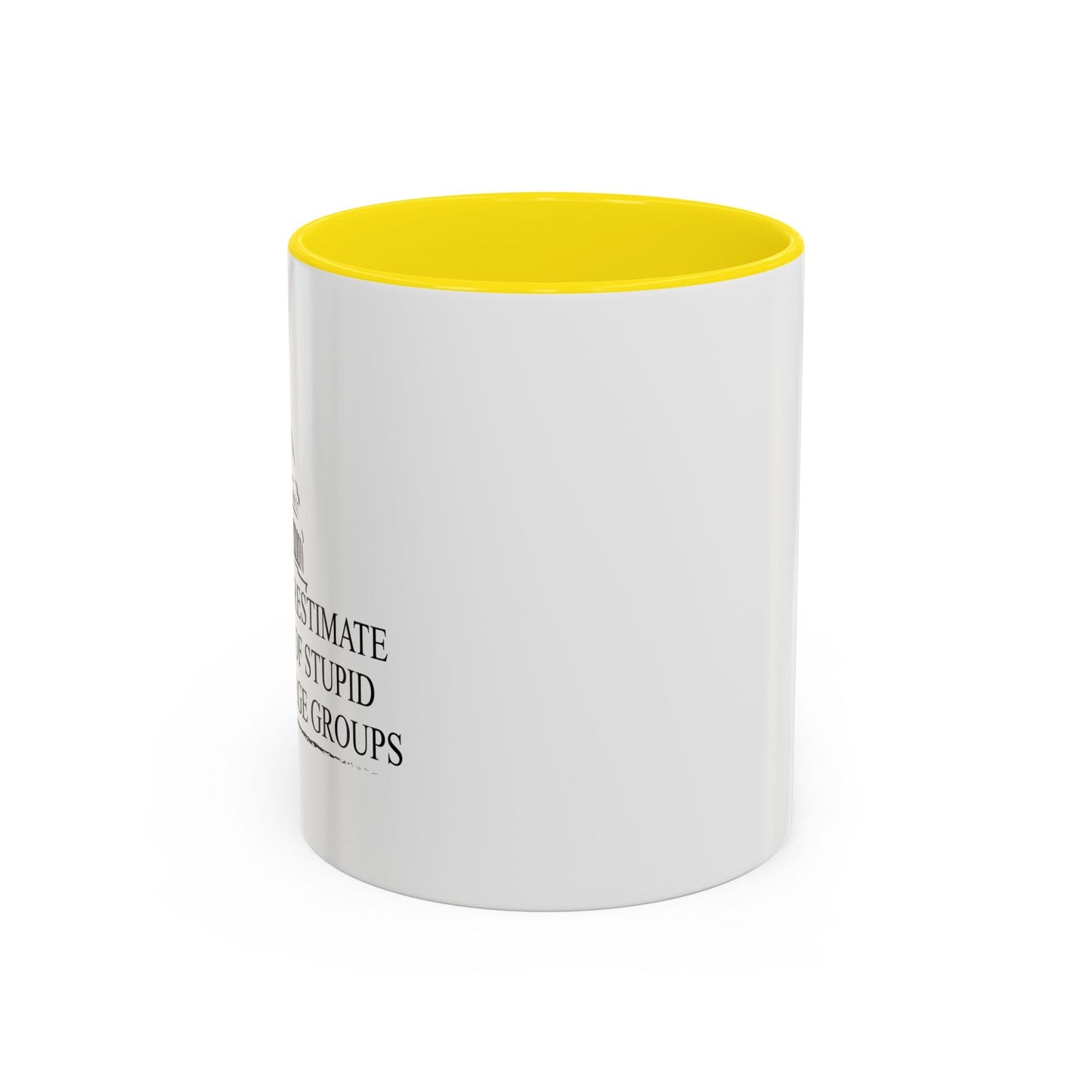 NEVER UNDERESTIMATE THE POWER OF STUPID PEOPLE IN LARGE NUMBERS Accent BiColor Funny Sarcastic Mug