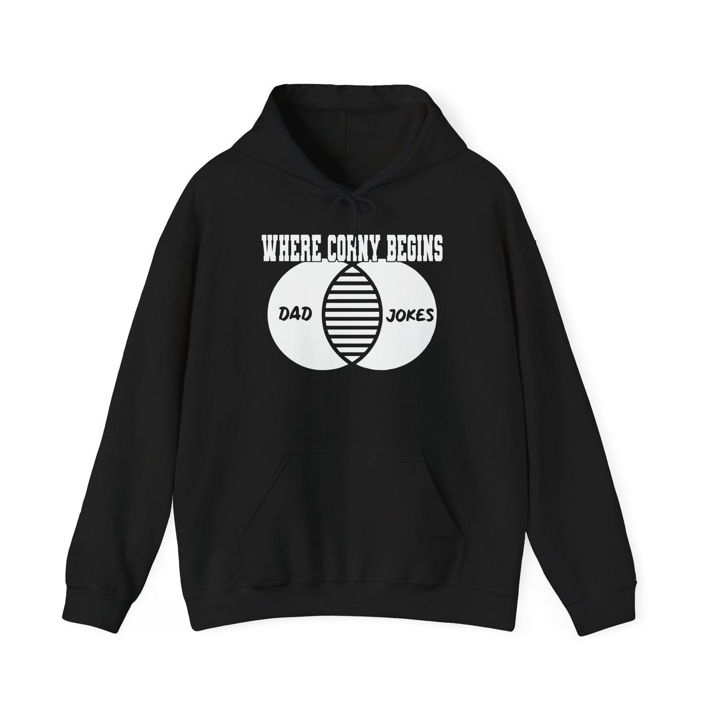 WHERE CORNY BEGINS - Premium Unisex Funny Sarcastic Black Hoodie Sweatshirt