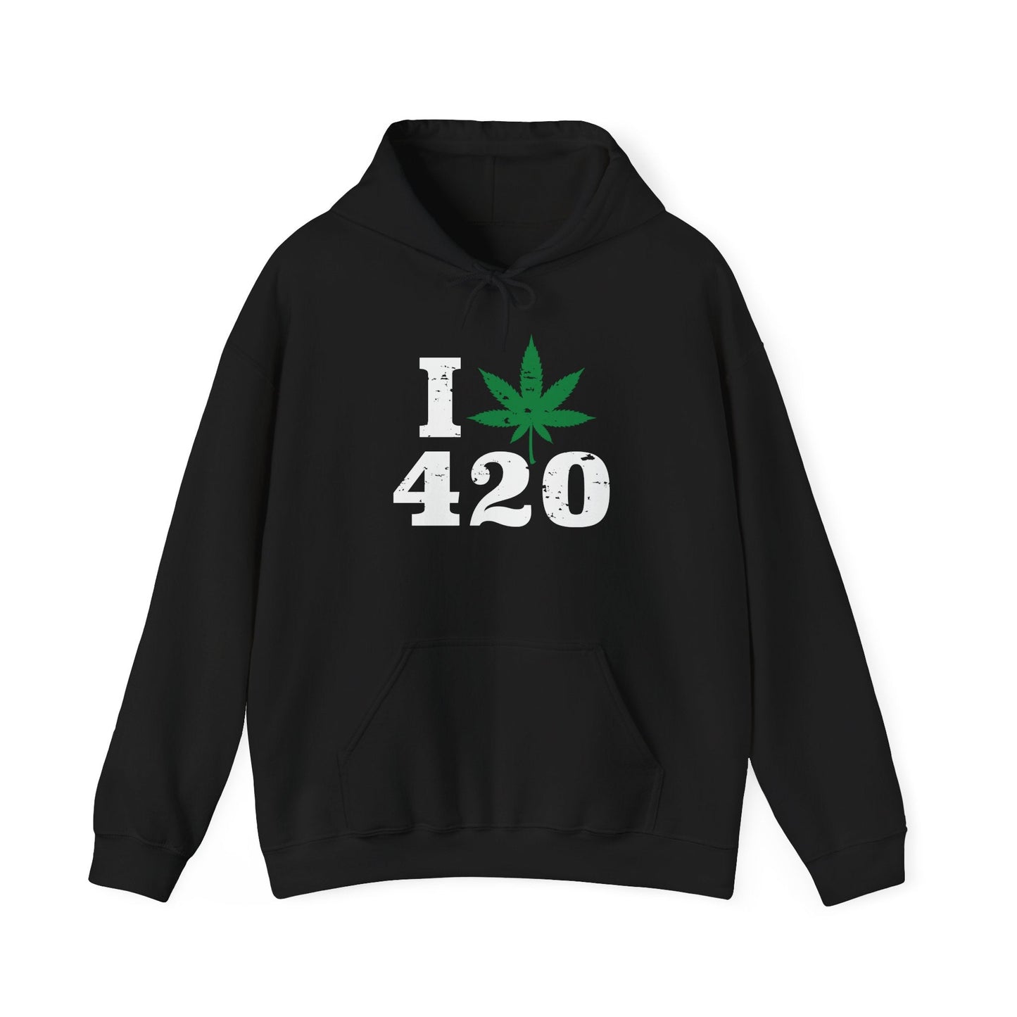 I HEART 420 - Premium Unisex Funny Sarcastic Black Hoodie Sweatshirt