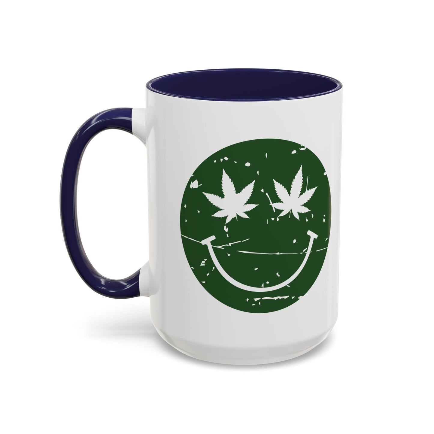 WEED SMILY FACE Accent BiColor Funny Sarcastic Mug