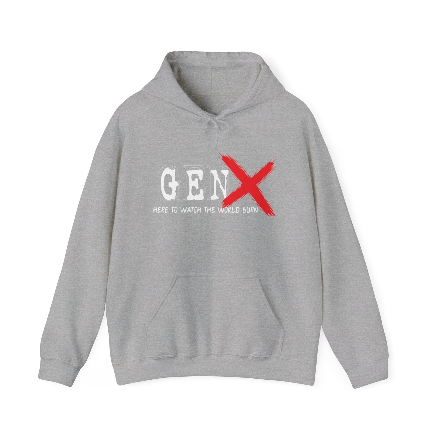 GEN X HERE TO WATCH THE WORLD BURN - Premium Unisex Funny Sarcastic Black Hoodie Sweatshirt