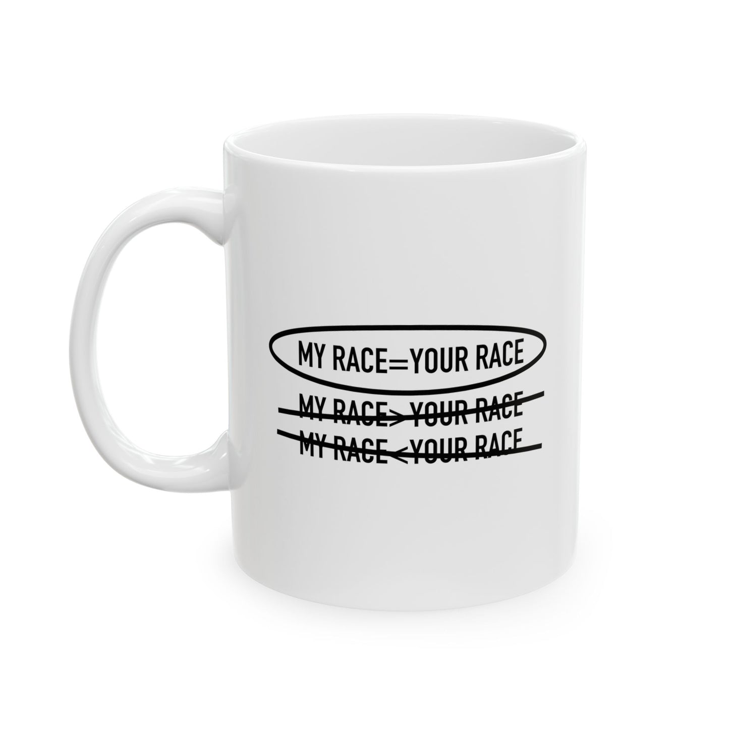 MY RACE = YOUR RACE WHITE MUG