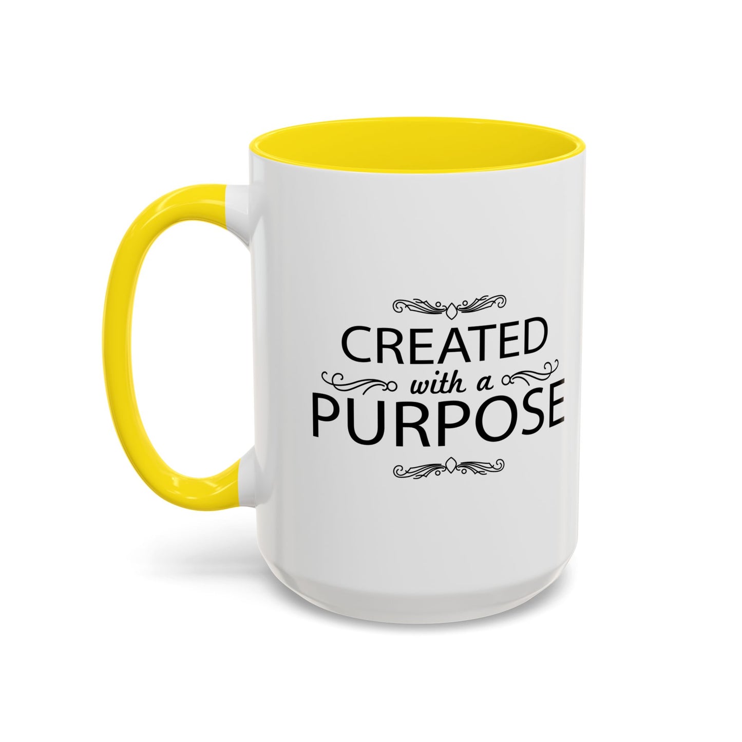 CREATED WITH A PURPOSE Accent BiColor Funny Sarcastic Mug