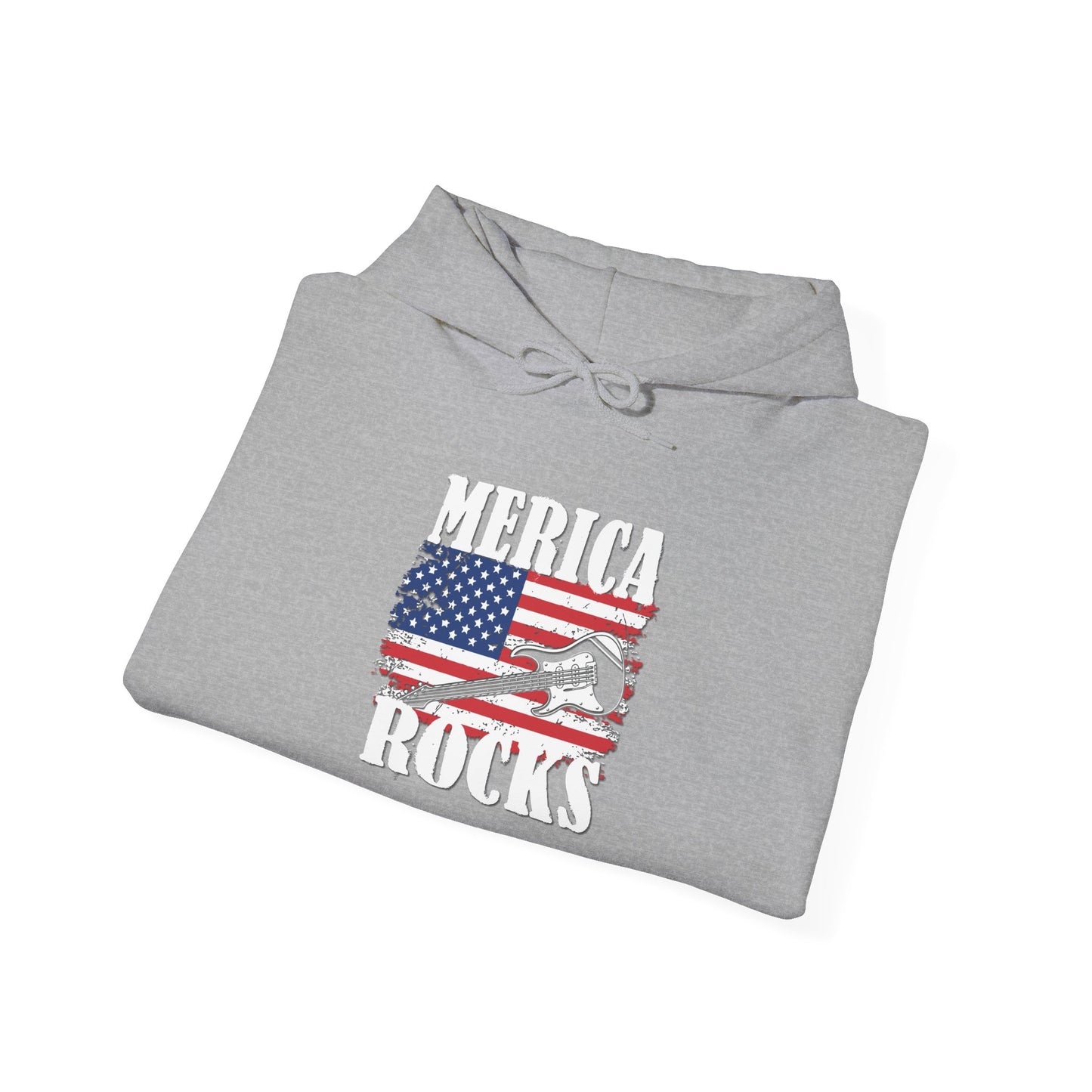 MERICA ROCKS - Premium Unisex Funny Sarcastic Black Hoodie Sweatshirt