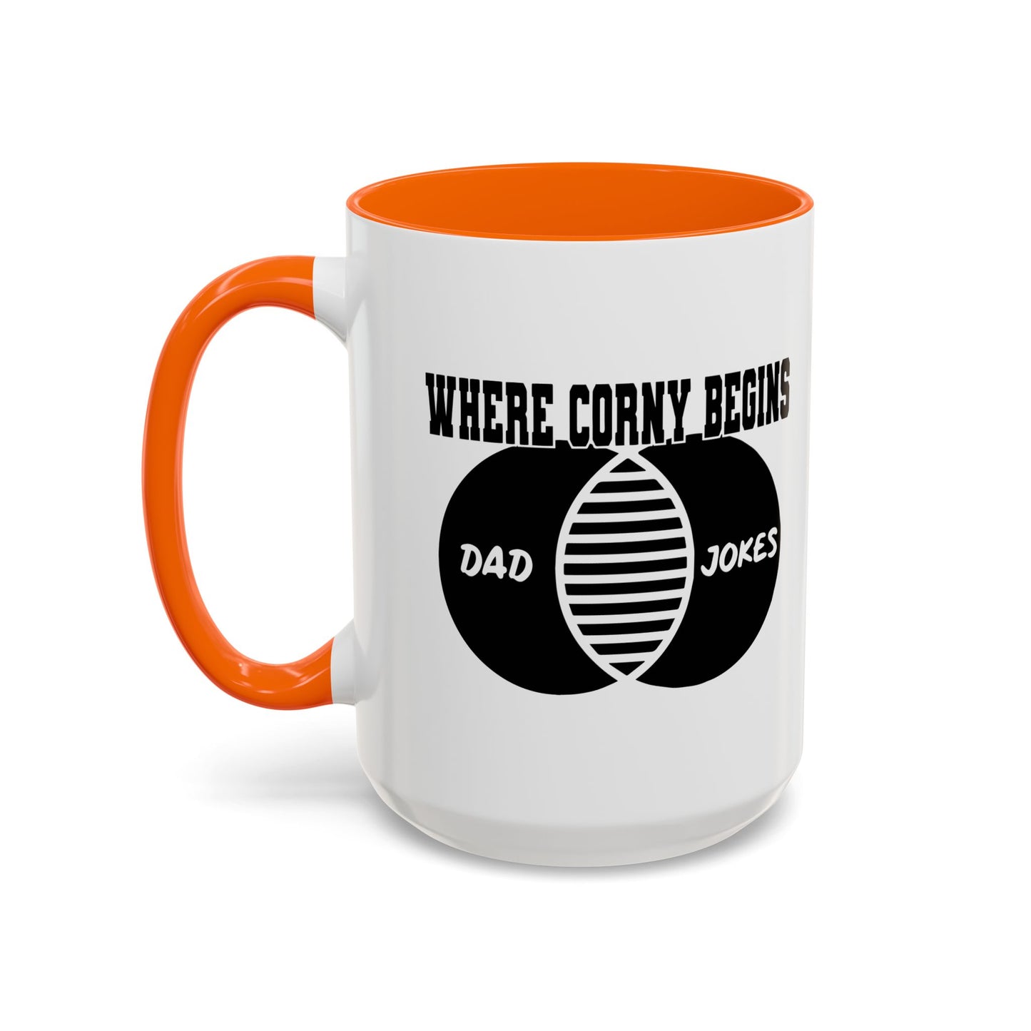 WHERE CORNY BEGINS Accent BiColor Funny Sarcastic Mug