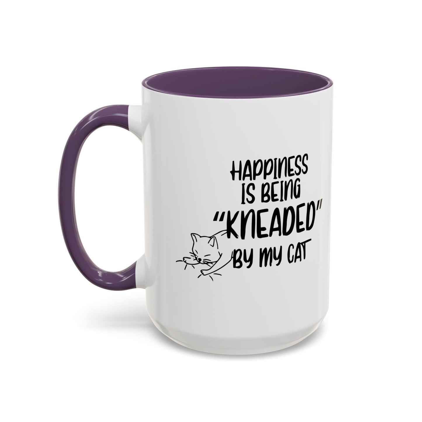 HAPPINESS IS BEING NEEDED BY MY CAT Accent BiColor Funny Sarcastic Mug