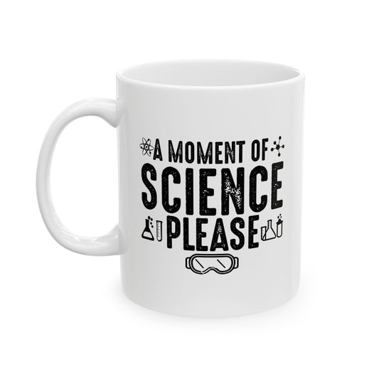 A MOMENT OF SCIENCE FUNNY SARCASTIC WHITE MUG