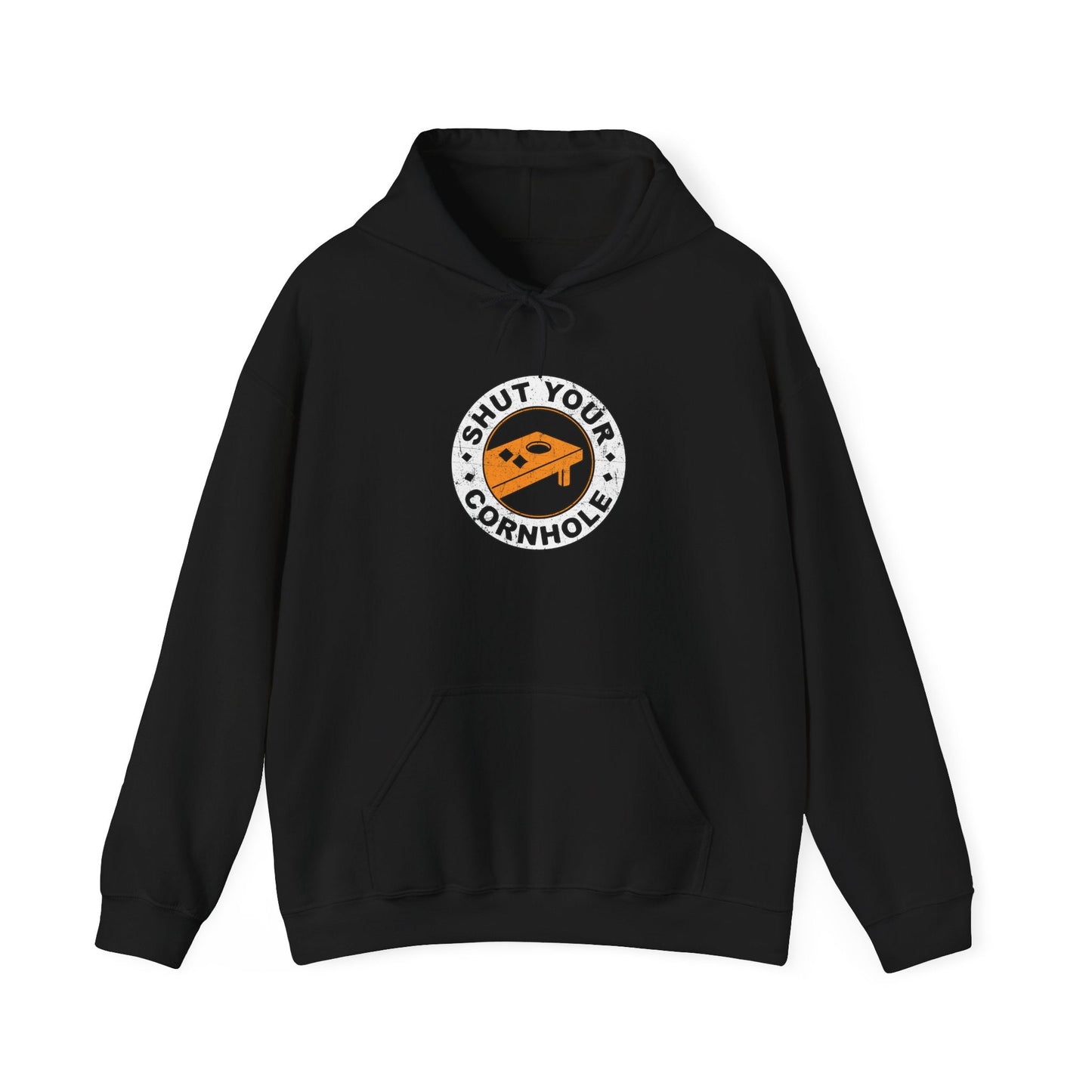 SHUT YOUR CORNHOLE - Premium Unisex Funny Sarcastic Black Hoodie Sweatshirt