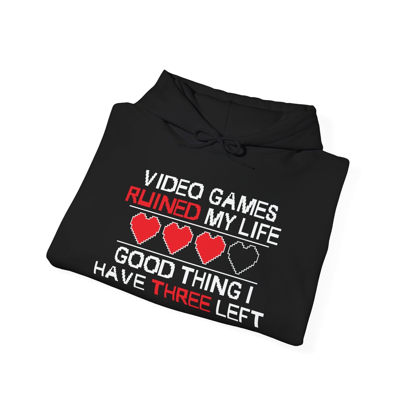 VIDEO GAMES RUINED MY LIFE - Premium Unisex Funny Sarcastic Black Hoodie Sweatshirt