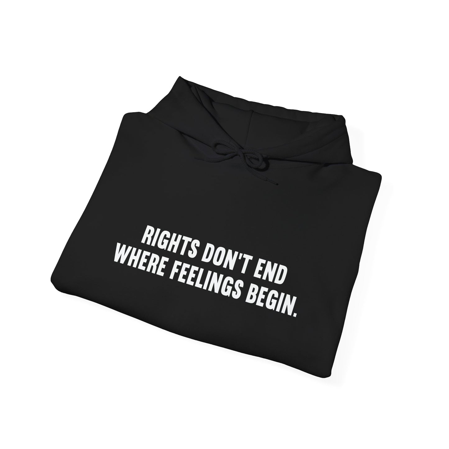 RIGHTS DON'T END WHERE FEELINGS BEGIN - Premium Unisex Funny Sarcastic Black Hoodie Sweatshirt